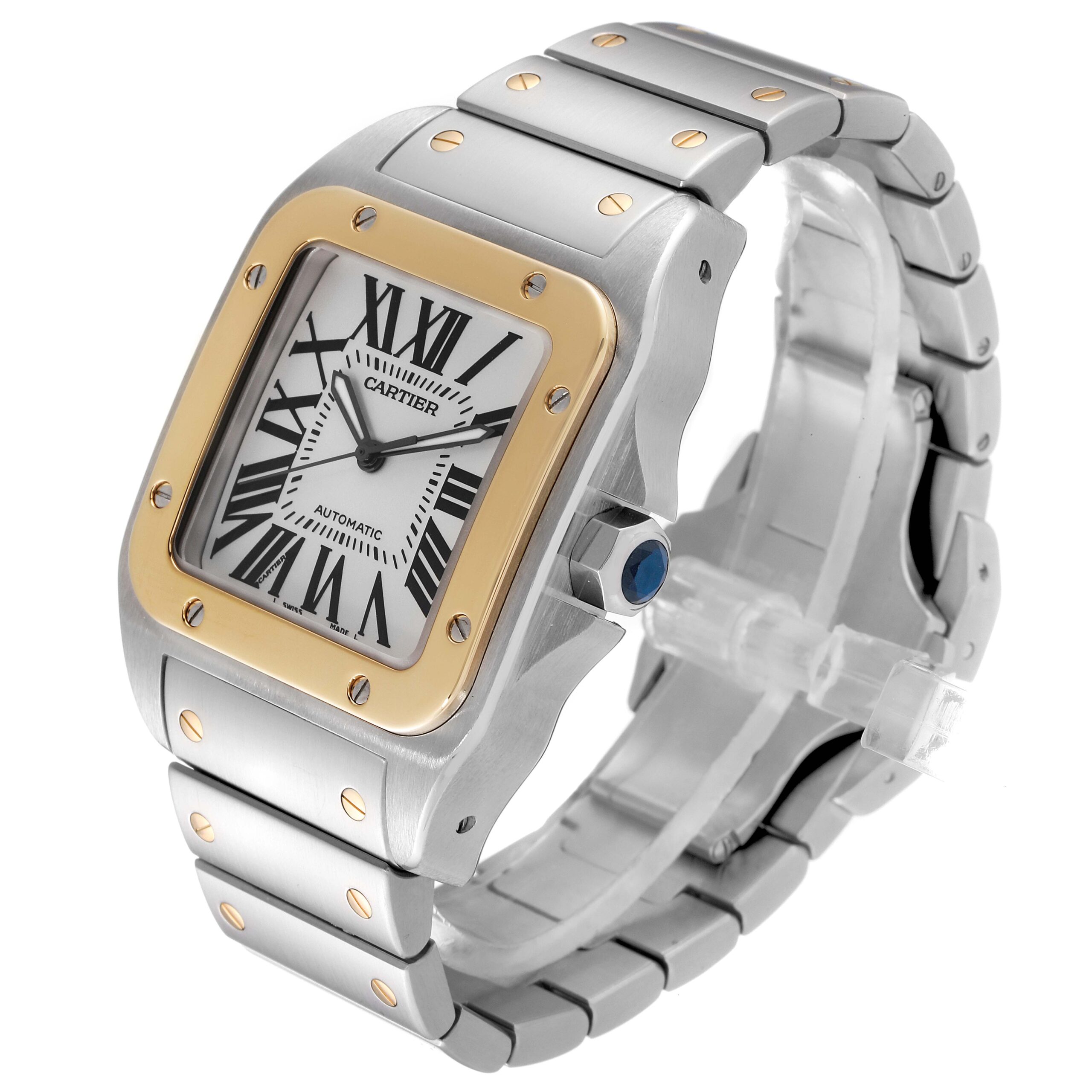 Cartier Santos 100 38mm Steel Yellow Gold Mens Watch W200728G