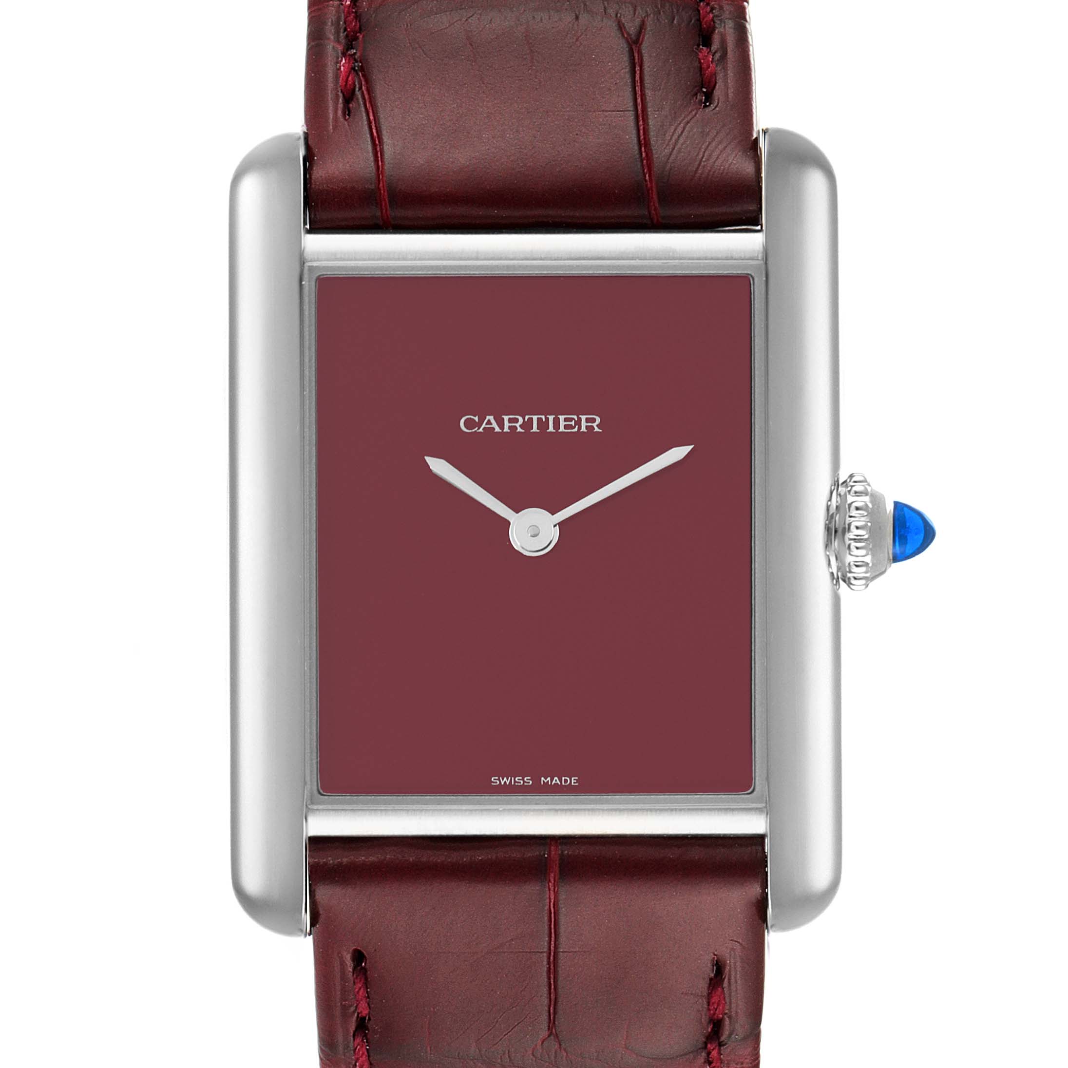 Cartier Tank Must Large Steel Red Dial Ladies Watch WSTA0054 Unworn