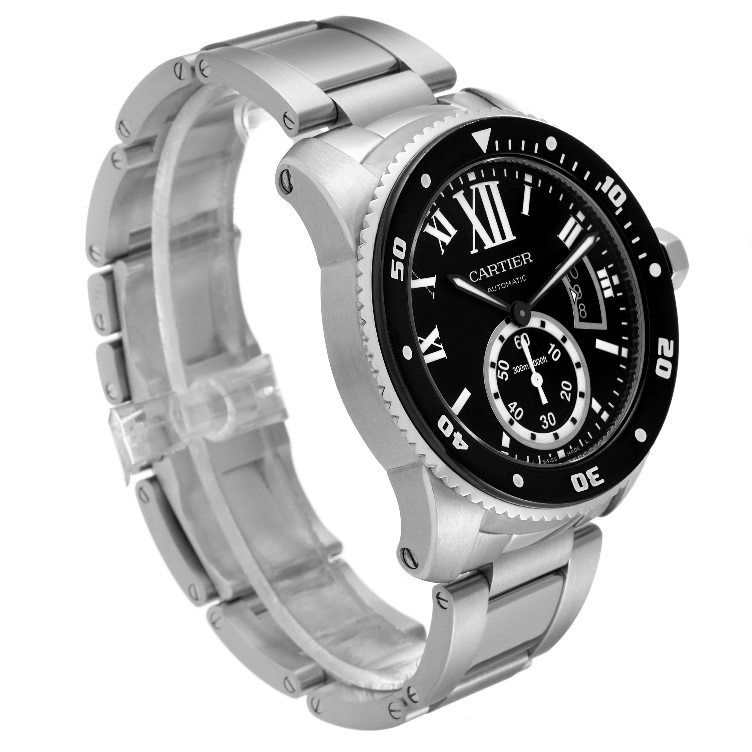 Cartier Calibre Black Dial Automatic Steel Mens Watch W7100057