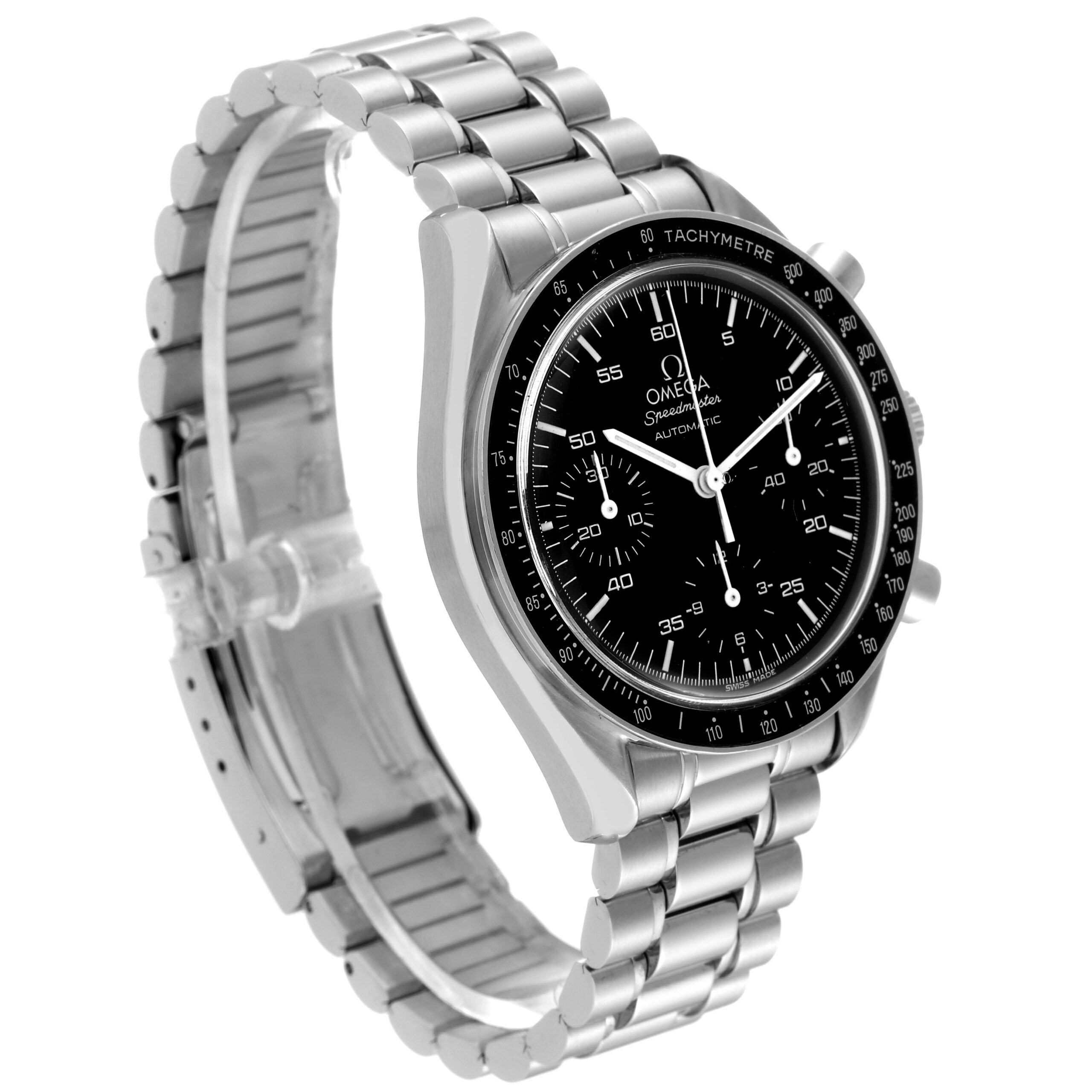 Omega Speedmaster Reduced Hesalite Chronograph Steel Mens Watch 3510.50.00