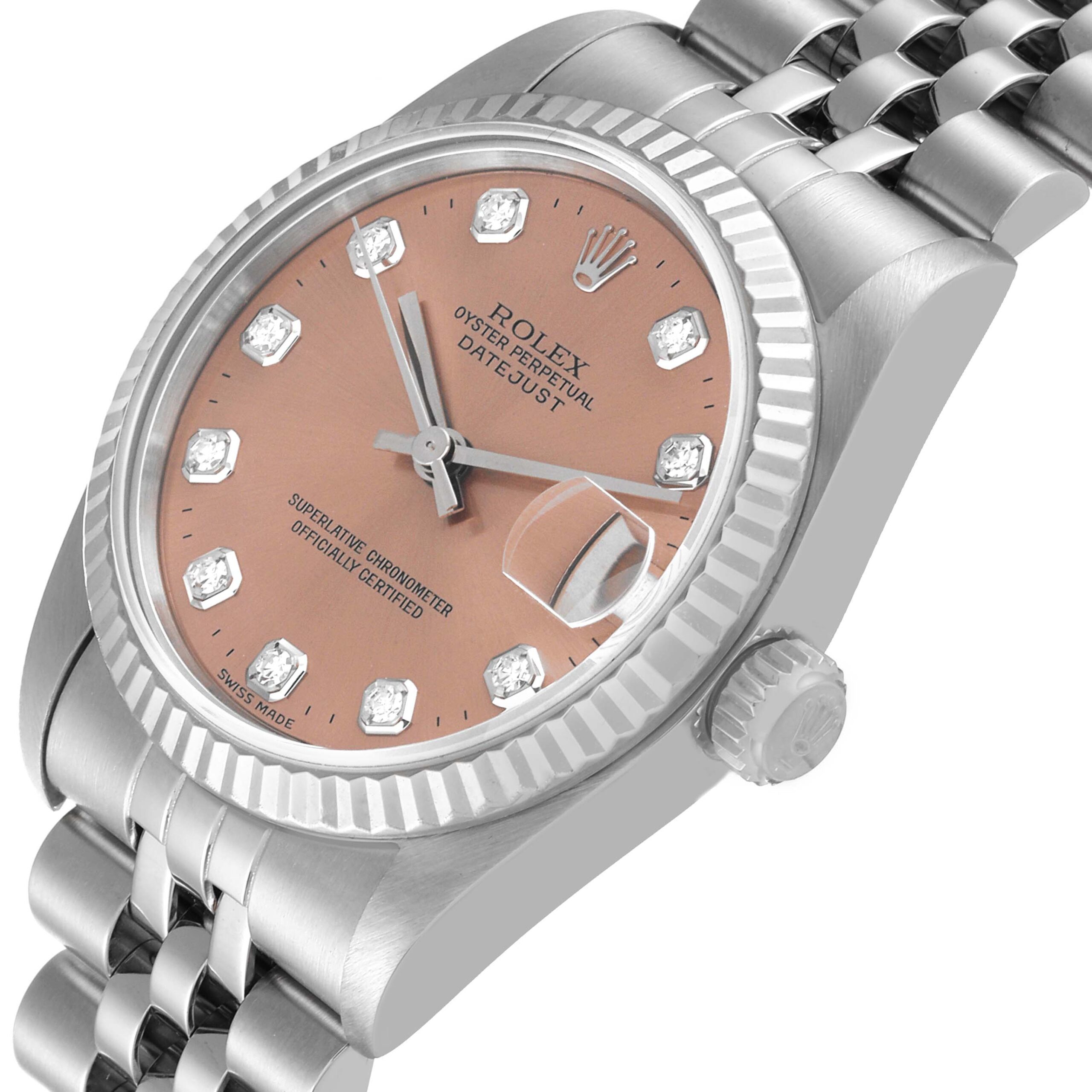 Rolex Datejust Midsize Steel White Gold Diamond Ladies Watch 68274