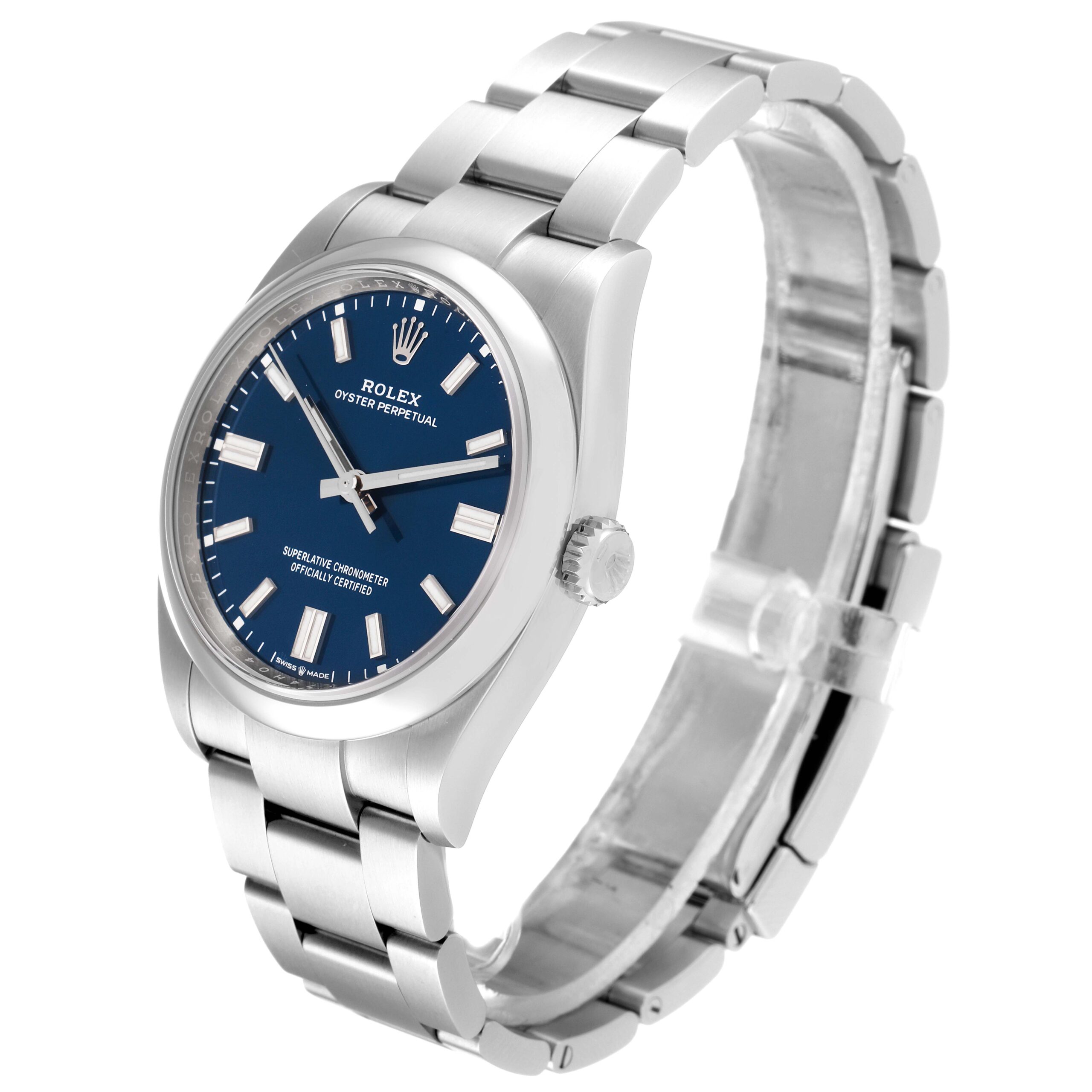 Rolex Oyster Perpetual Blue Dial Steel Mens Watch 126000 Unworn