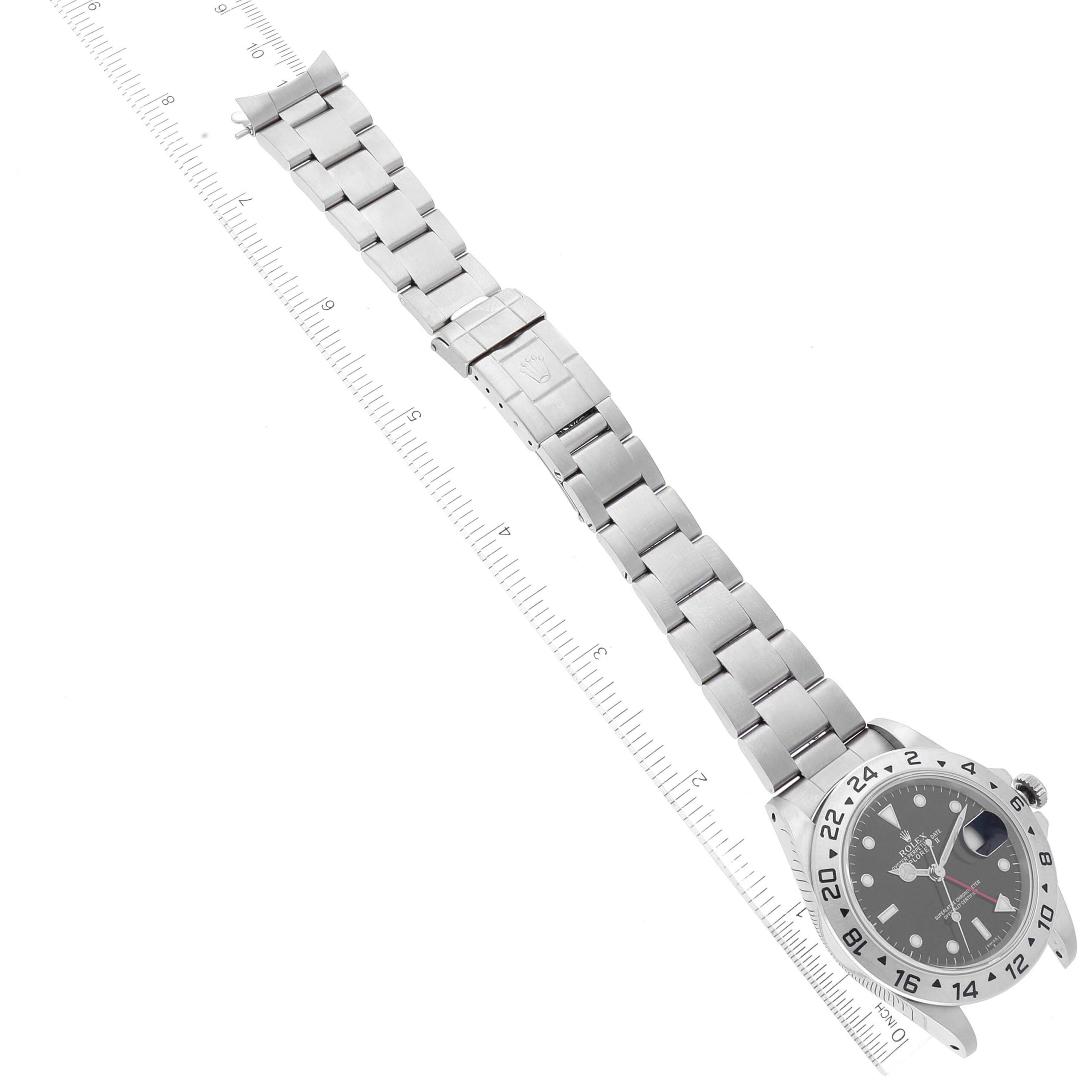 Rolex Explorer II Black Dial Steel Mens Watch 16570 Box Papers