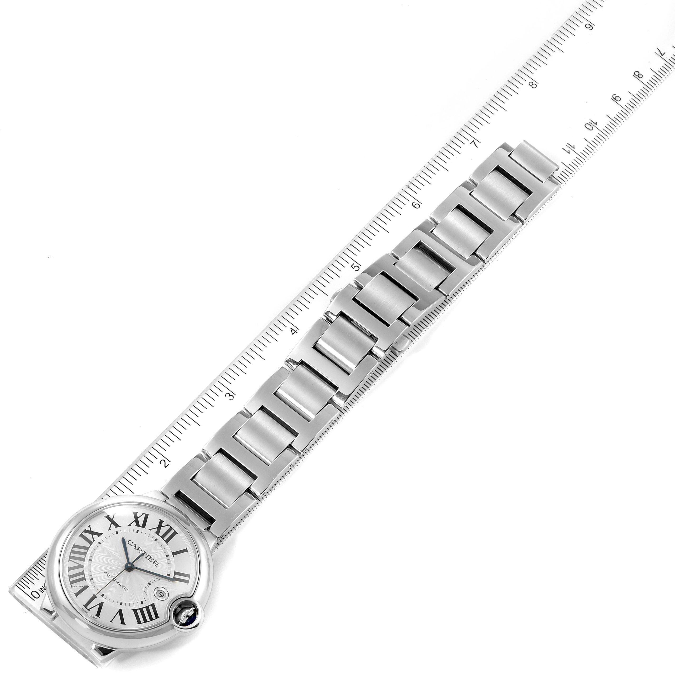 Cartier Ballon Bleu 42 Steel Automatic Silver Dial Mens Watch W69012Z4 Papers