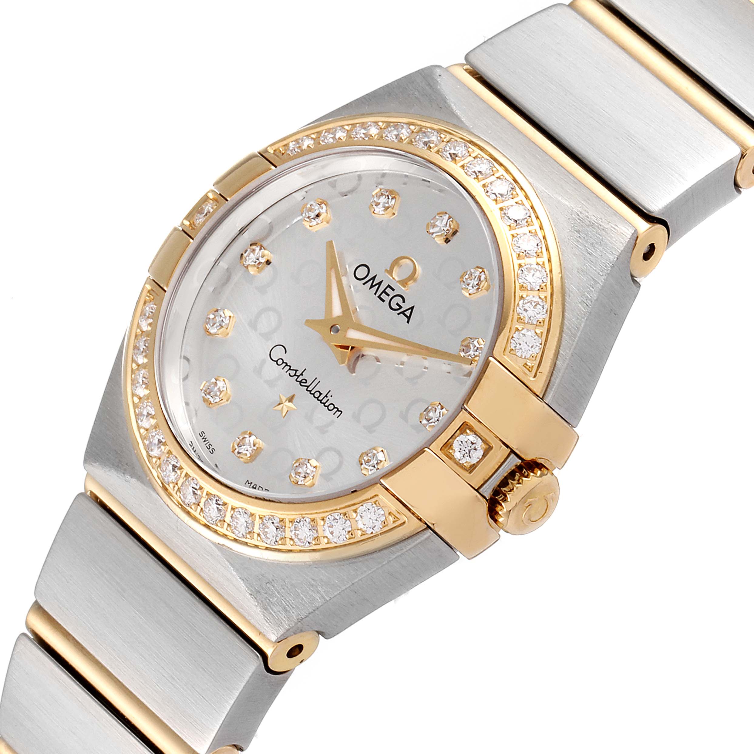 Omega Constellation Steel Yellow Gold Diamond Ladies Watch 123.25.24.60.52.001
