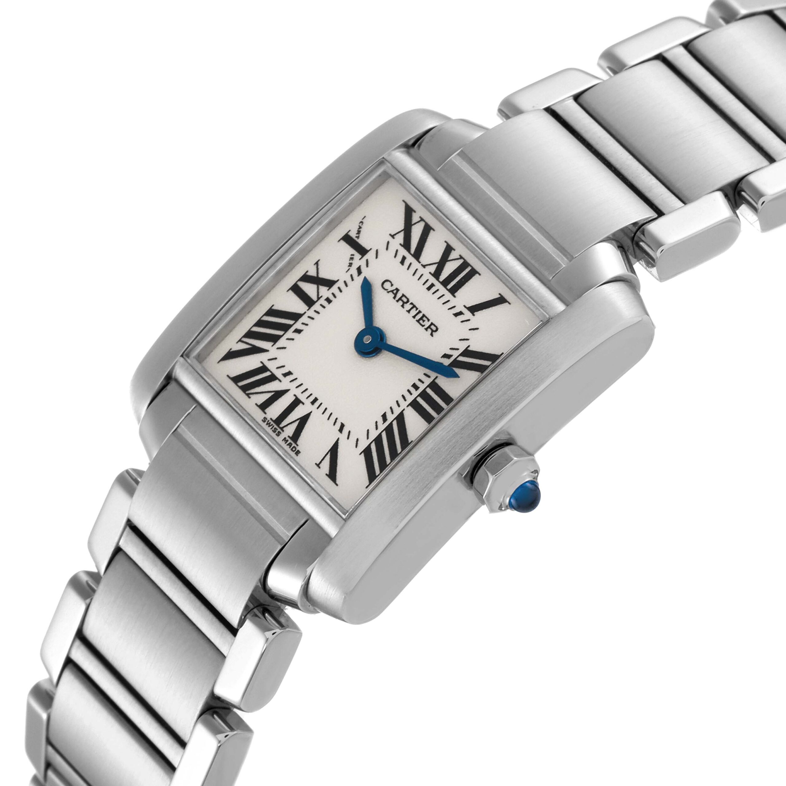 Cartier Tank Francaise Small Silver Dial Steel Ladies Watch W51008Q3 Box Papers