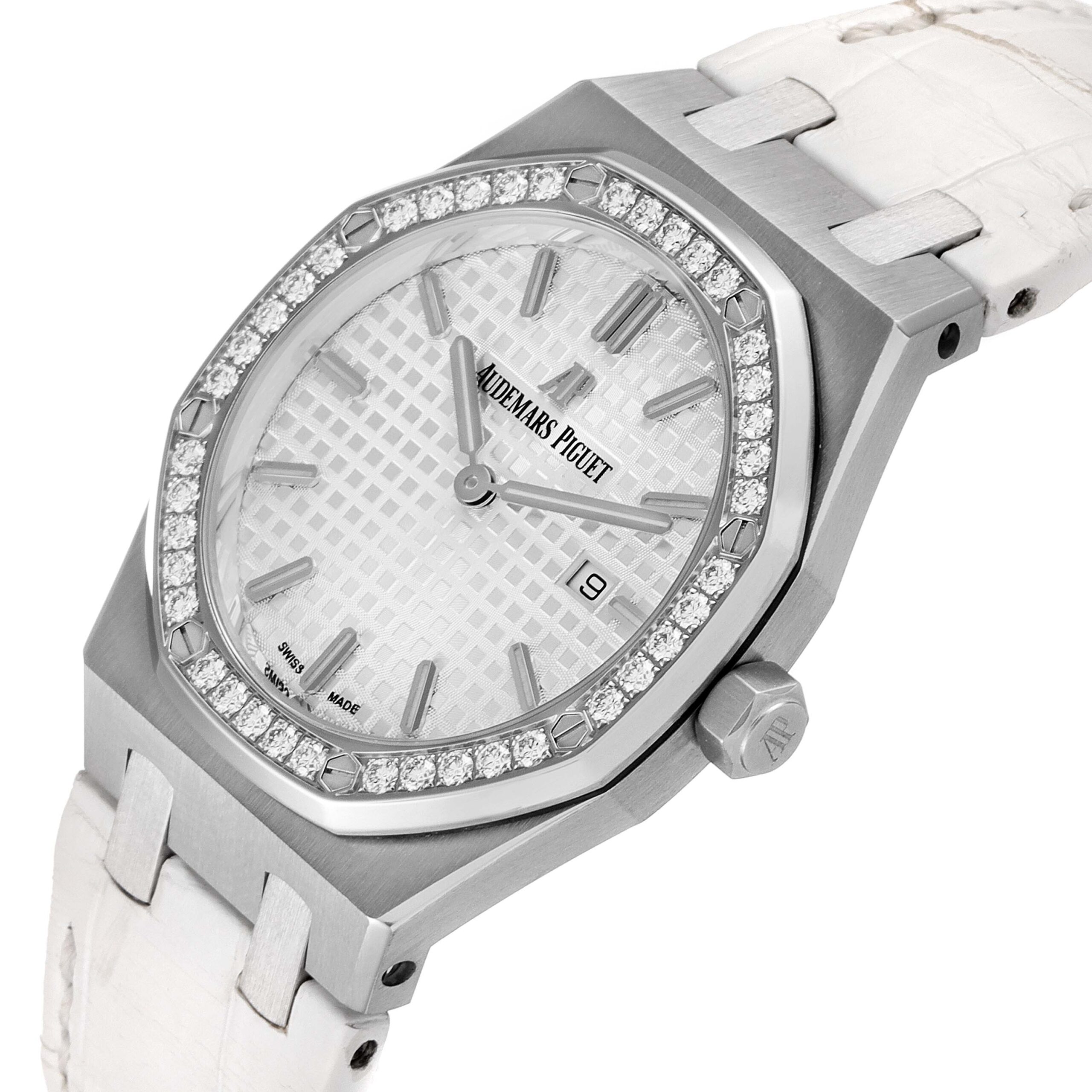 Audemars Piguet Royal Oak 33mm Steel Diamond Ladies Watch 67651ST Box Card