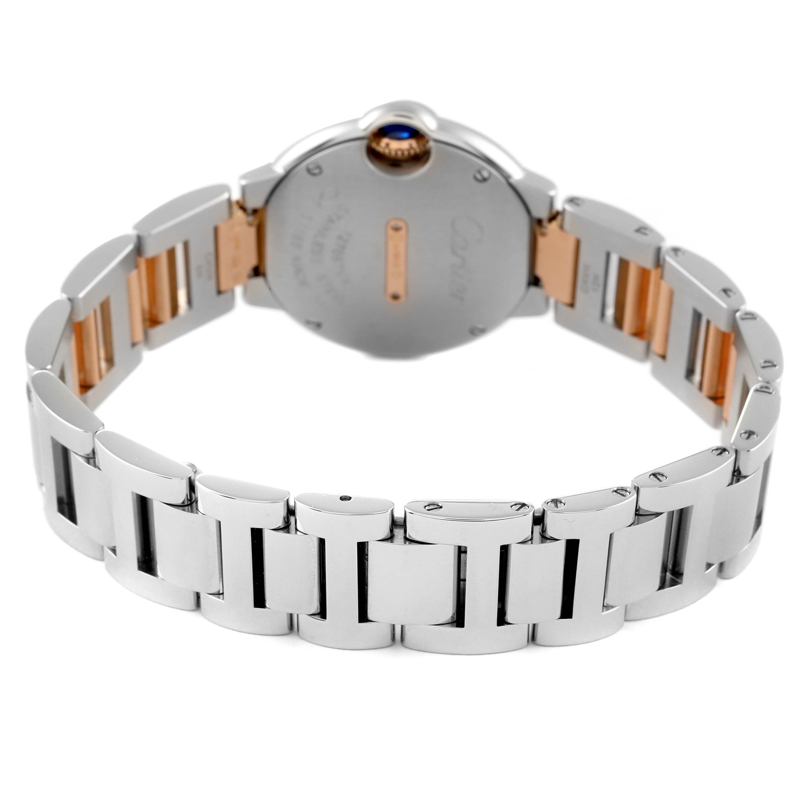 Cartier Ballon Bleu 28 Steel Rose Gold Diamond Watch W3BB0005 Box Papers