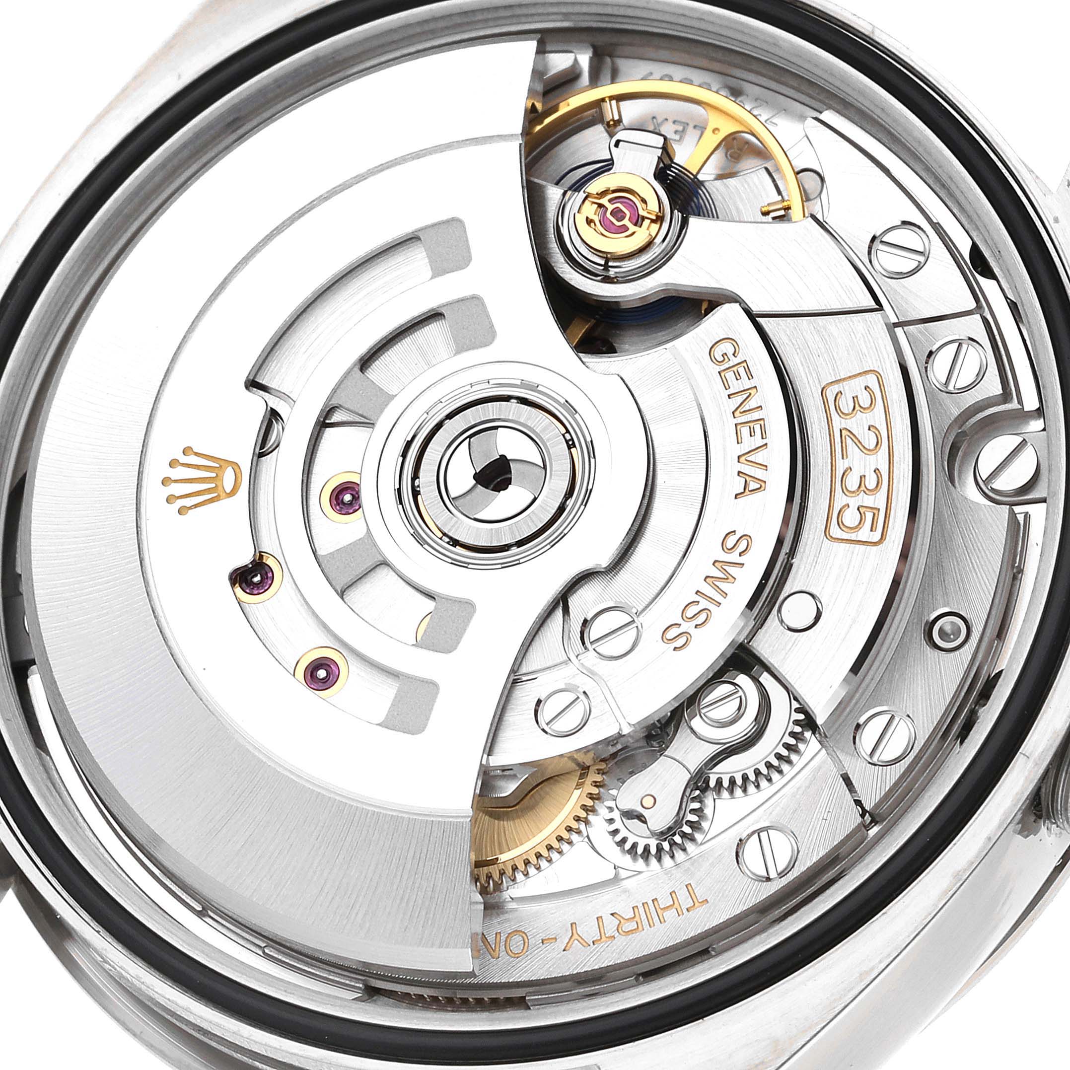 Rolex Datejust Steel White Gold Olive Green Palm Dial Mens Watch 126234 Box Card