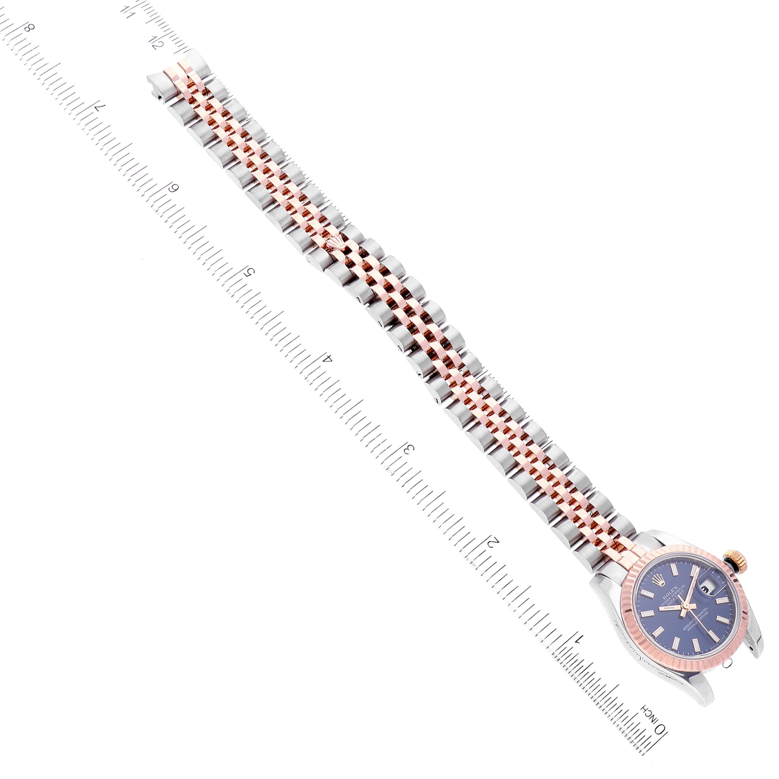 Rolex Datejust Steel Rose Gold Blue Dial Ladies Watch 179171 Box Card