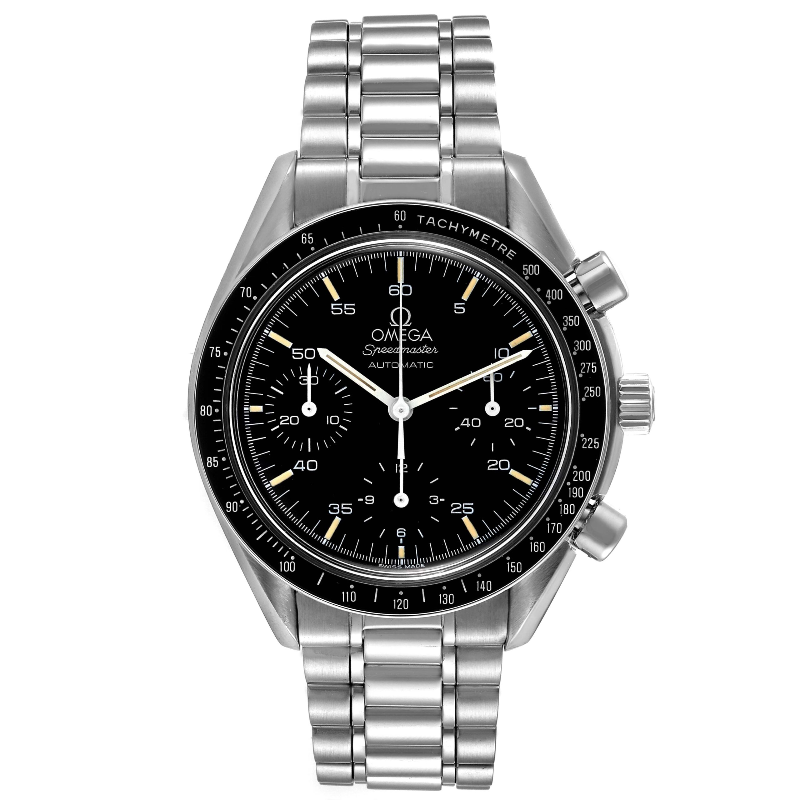 Omega Speedmaster Reduced Hesalite Chronograph Steel Mens Watch 3510.50.00