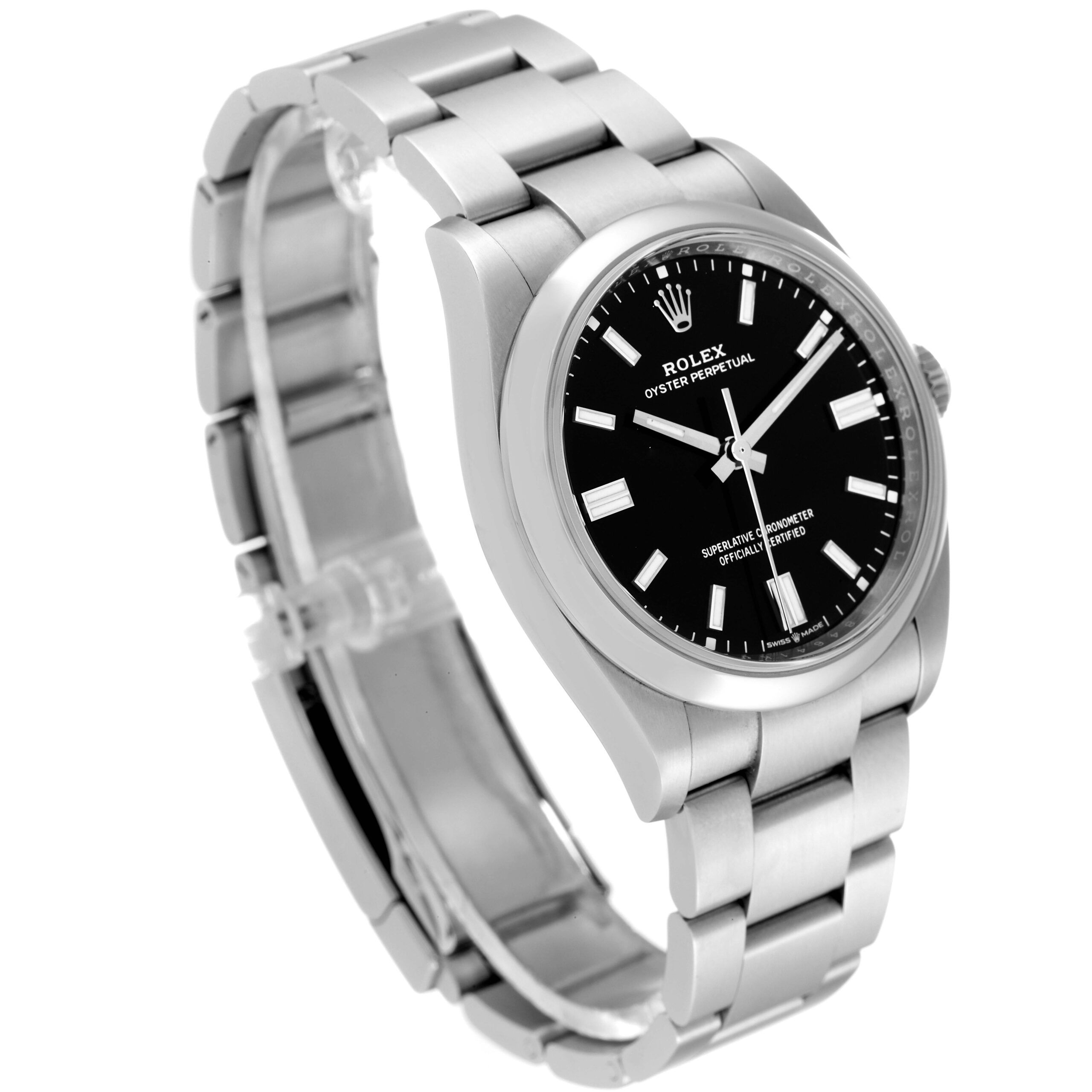 Rolex Oyster Perpetual Black Dial Steel Mens Watch 126000 Unworn