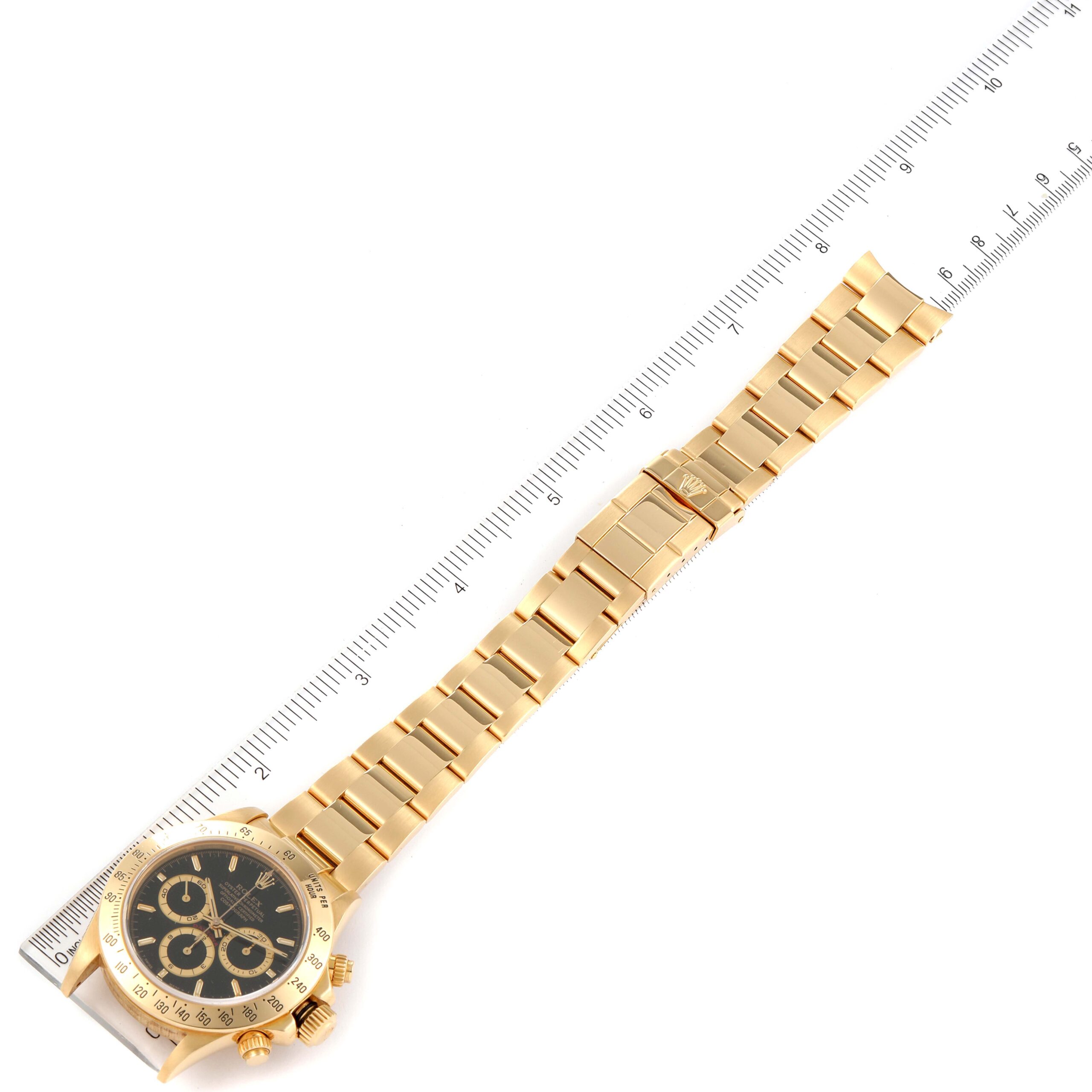 Rolex Daytona Black Dial Yellow Gold Mens Watch 16528 Box Papers