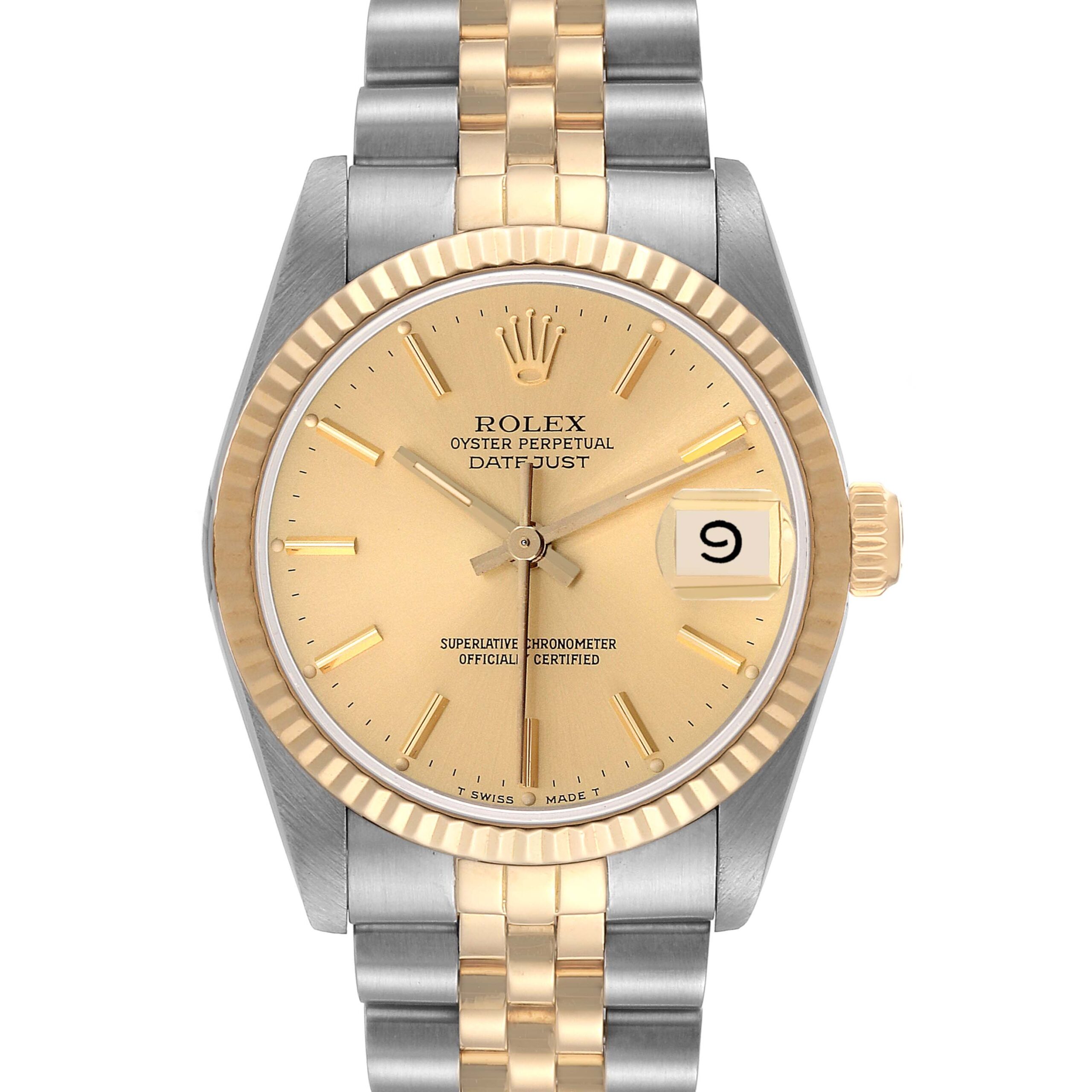 Rolex Datejust Midsize Steel Yellow Gold Ladies Watch 68273 Box Papers