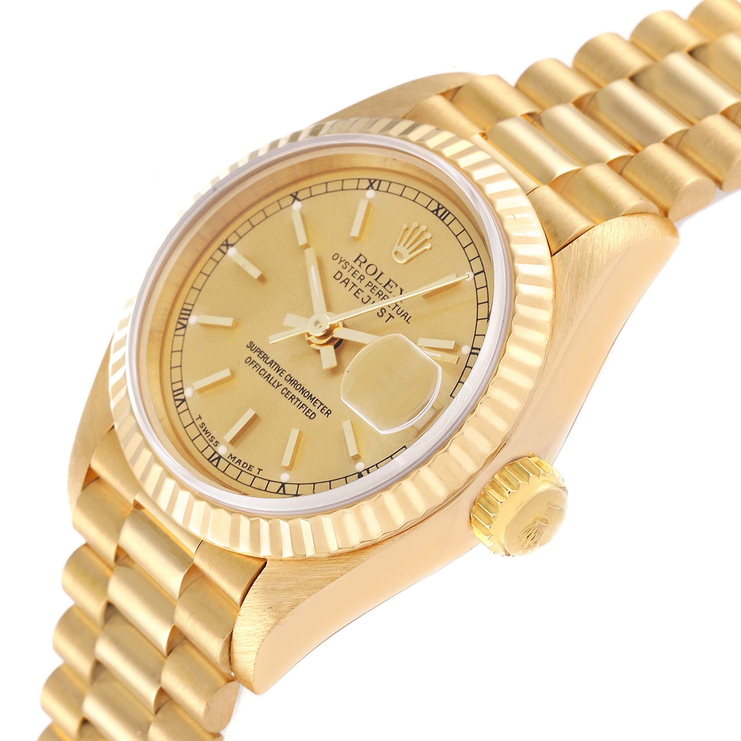 Rolex Datejust President Yellow Gold Champagne Dial Ladies Watch 69178