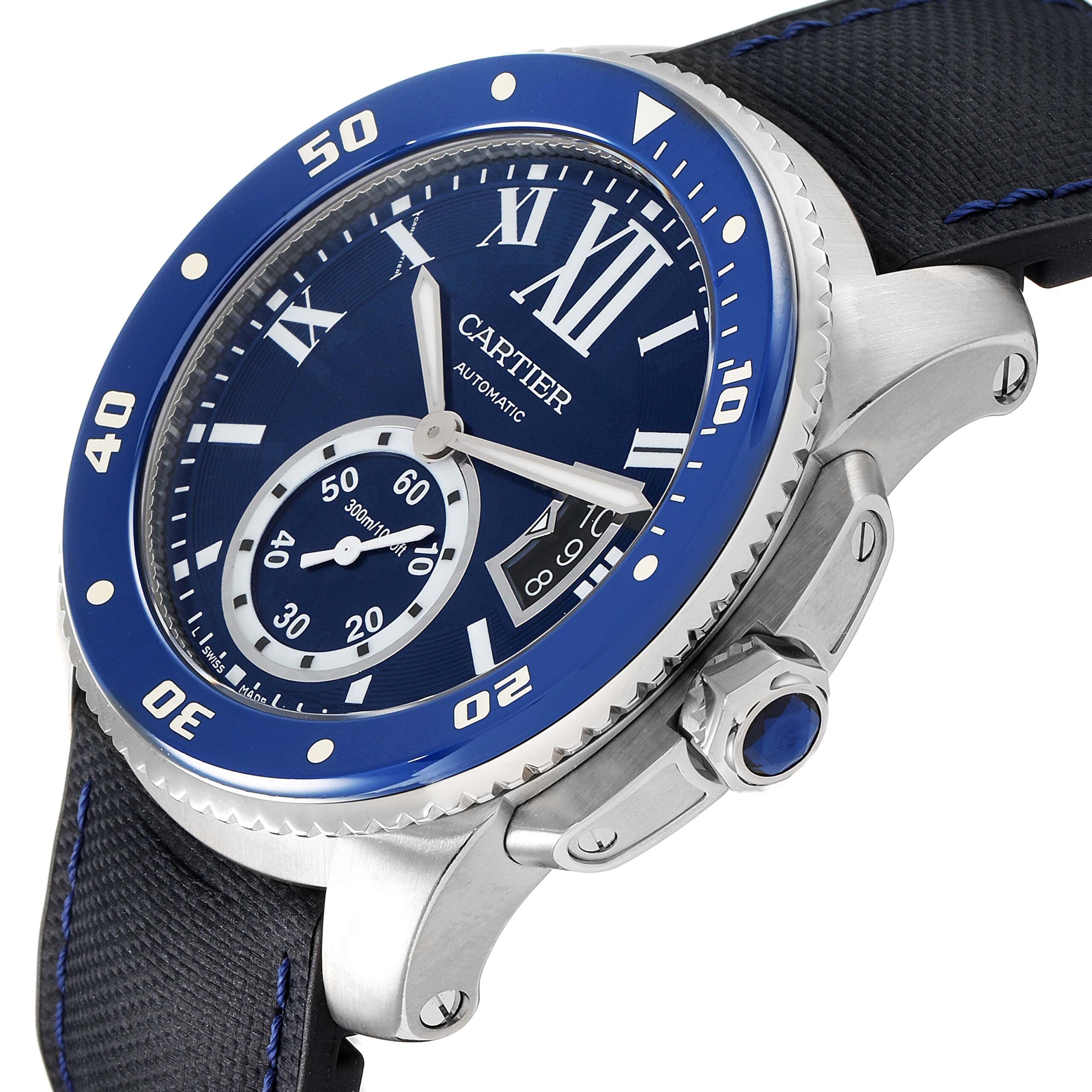 Cartier Calibre Diver Blue Dial Steel Mens Watch WSCA0010 Unworn