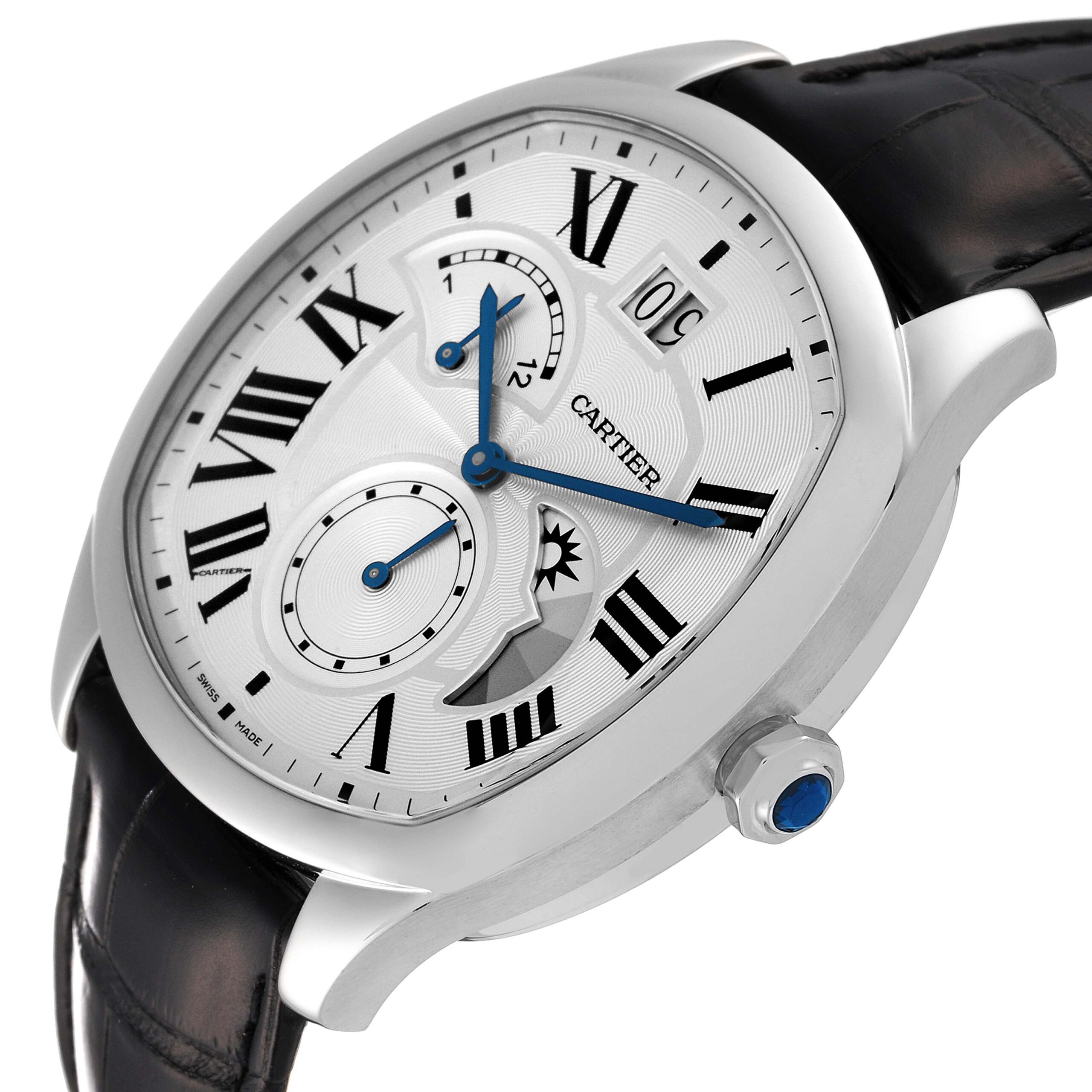 Cartier Drive Retrograde Large Day Night Indicator Steel Mens Watch WSNM0005 Box Card