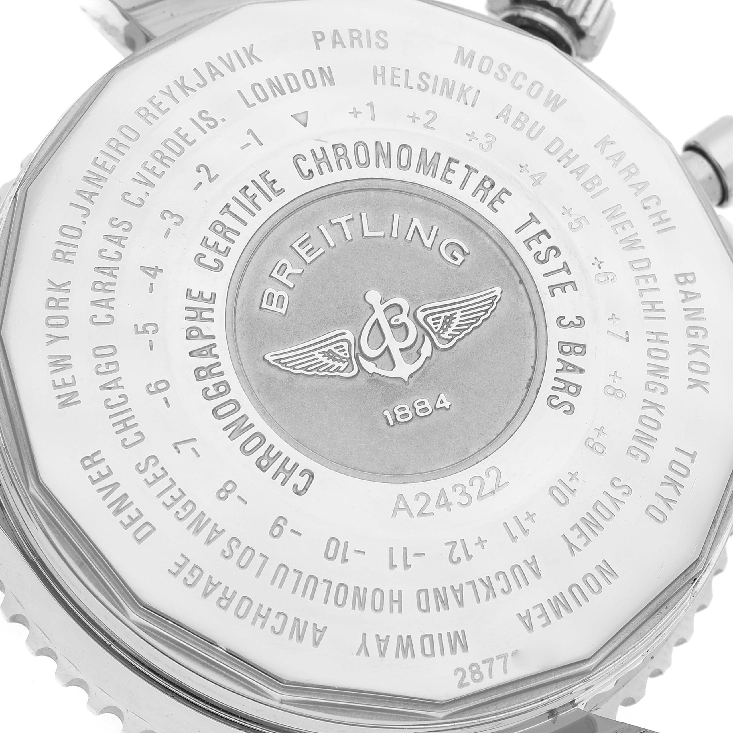 Breitling Navitimer World Blue Dial Steel Mens Watch A24322 Box Papers