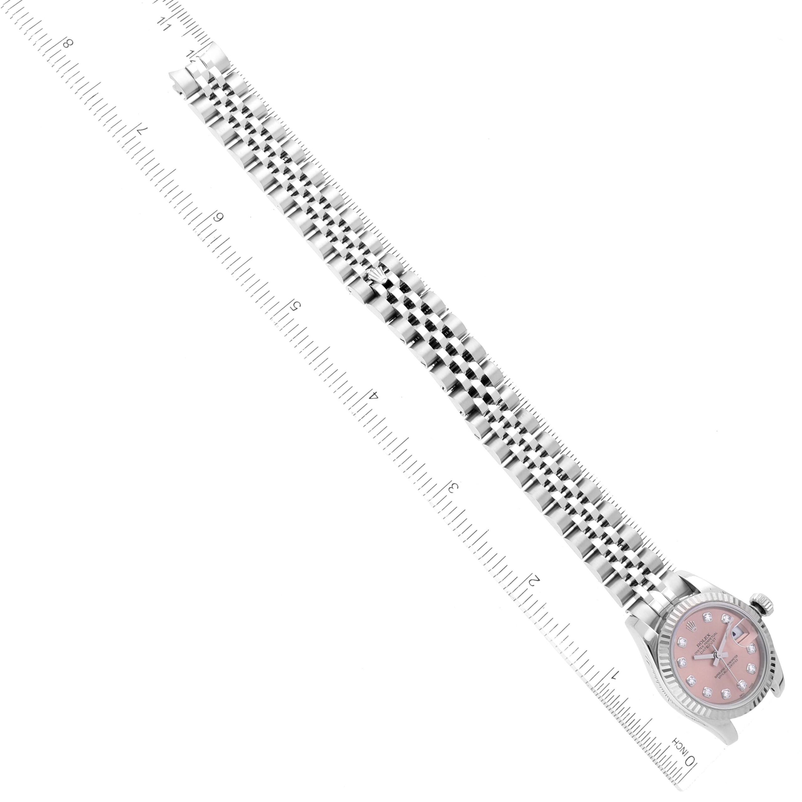 Rolex Datejust Steel White Gold Pink Diamond Dial Ladies Watch 179174