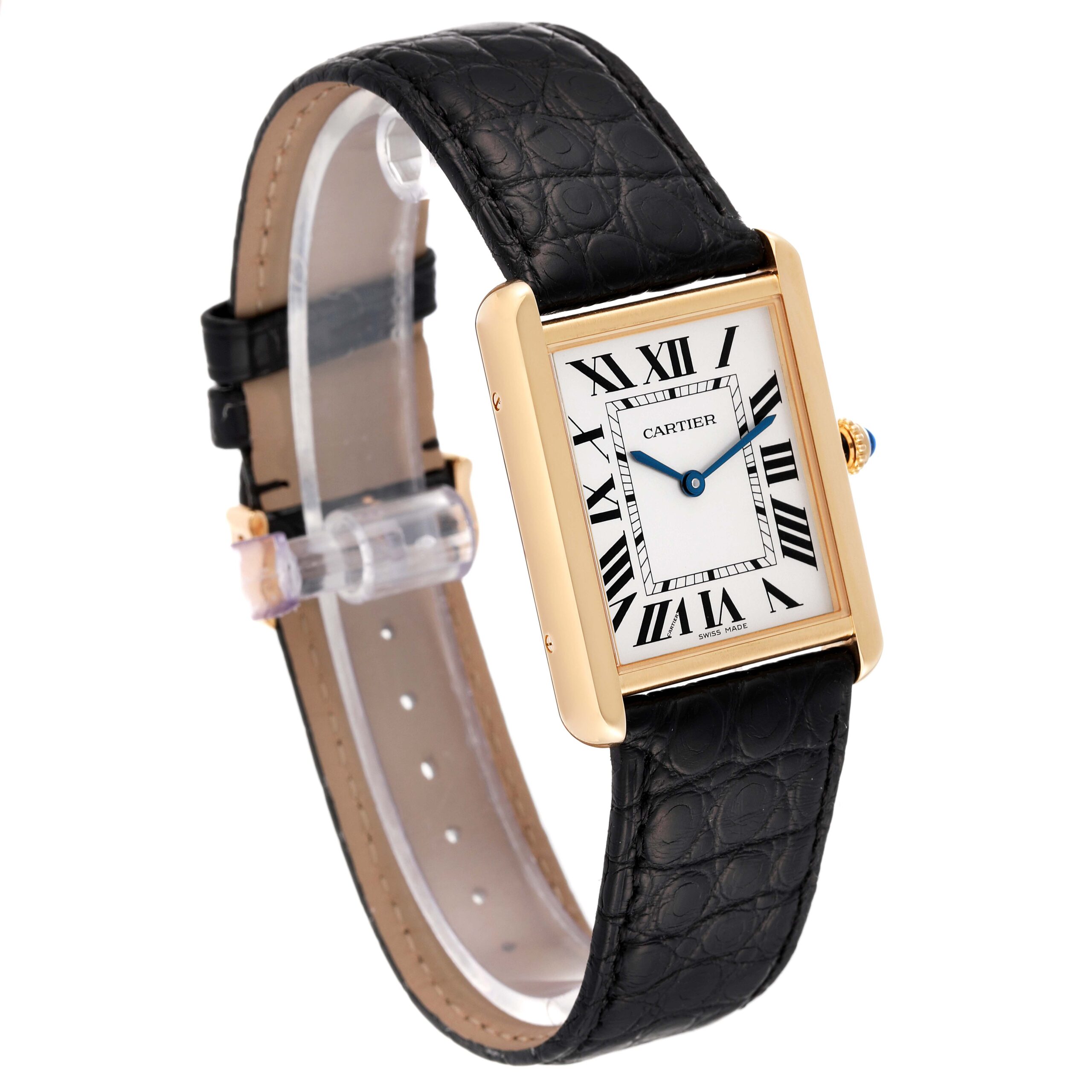 Cartier Tank Solo Large Yellow Gold Steel Mens Watch W5200004 Papers