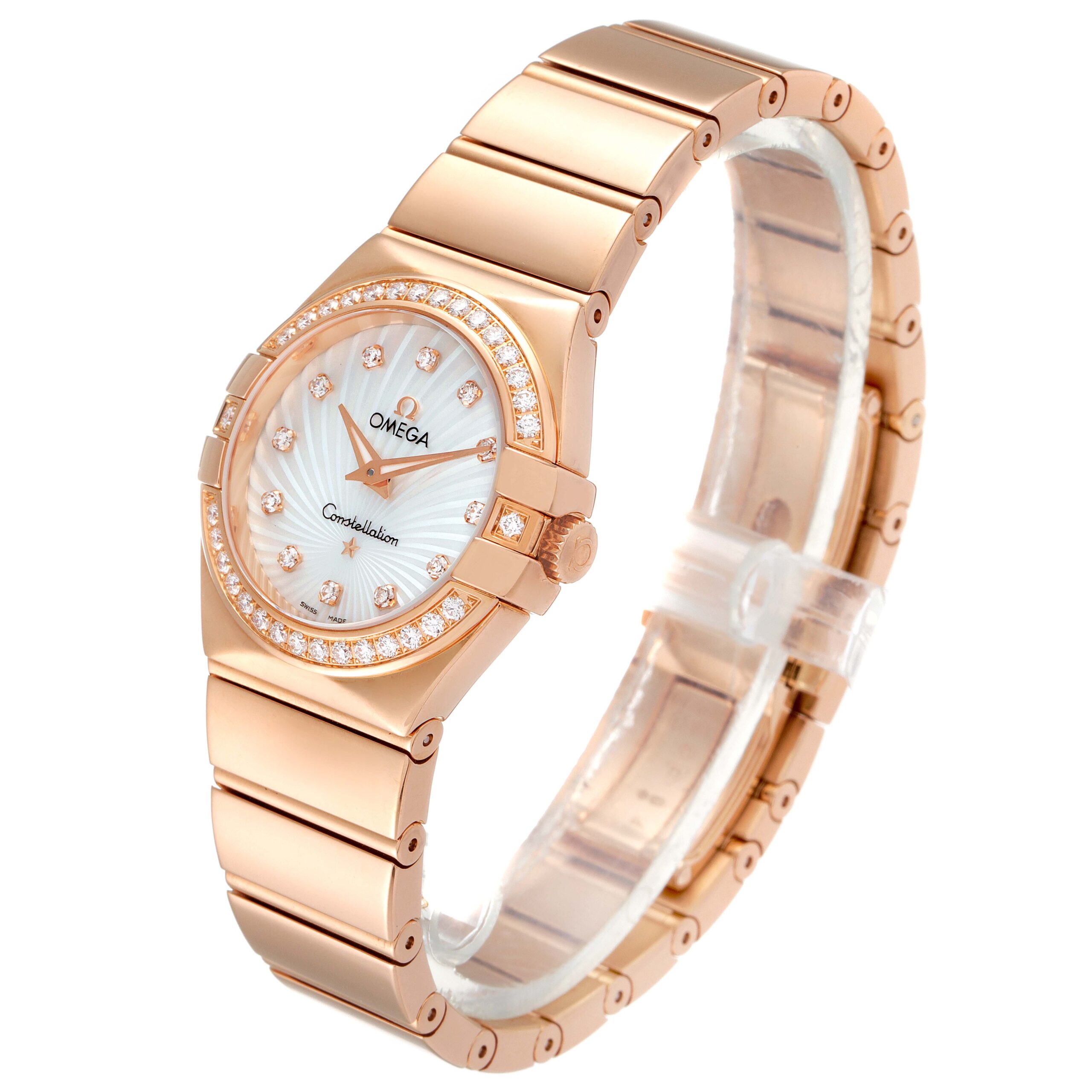 Omega Constellation Rose Gold Mother of Pearl Diamond Ladies Watch 123.55.27.60.55.005