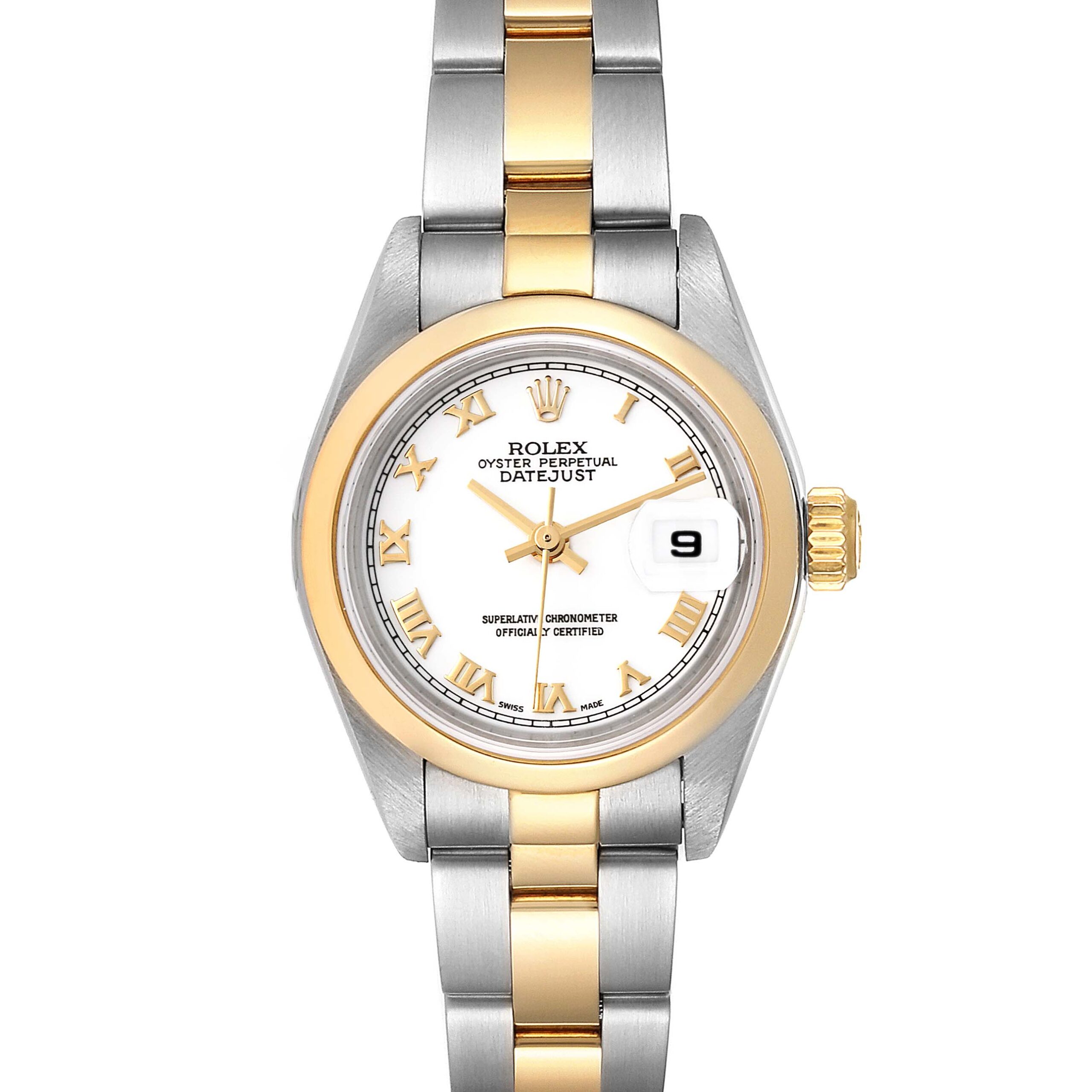 Rolex Datejust Steel 18k Yellow Gold White Dial Ladies Watch 79163