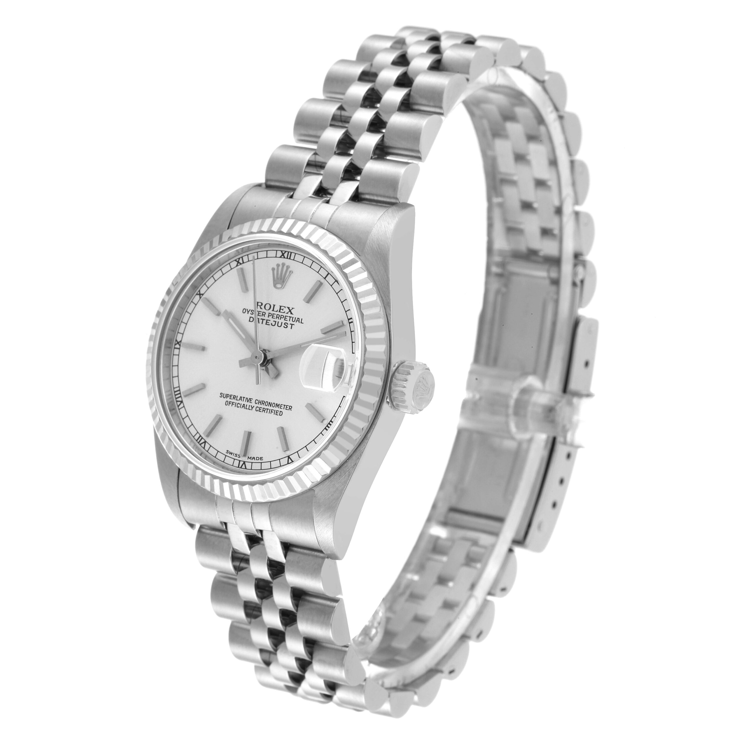 Rolex Datejust Midsize Steel White Gold Silver Dial Ladies Watch 78274