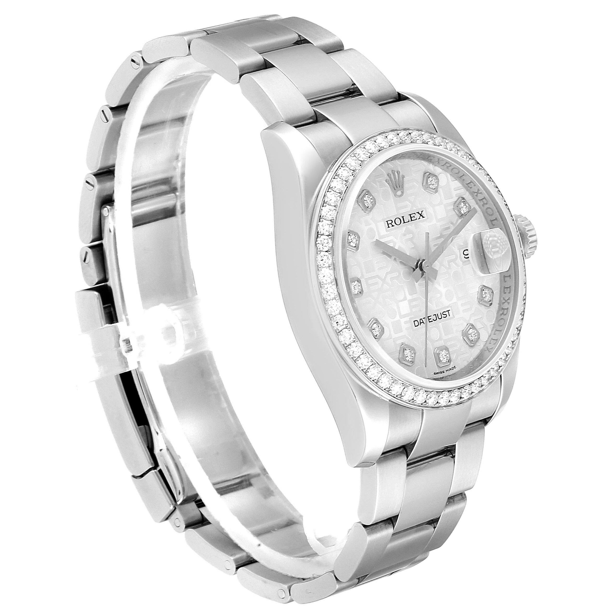 Rolex Datejust Diamond Dial Bezel Steel Mens Watch 116244