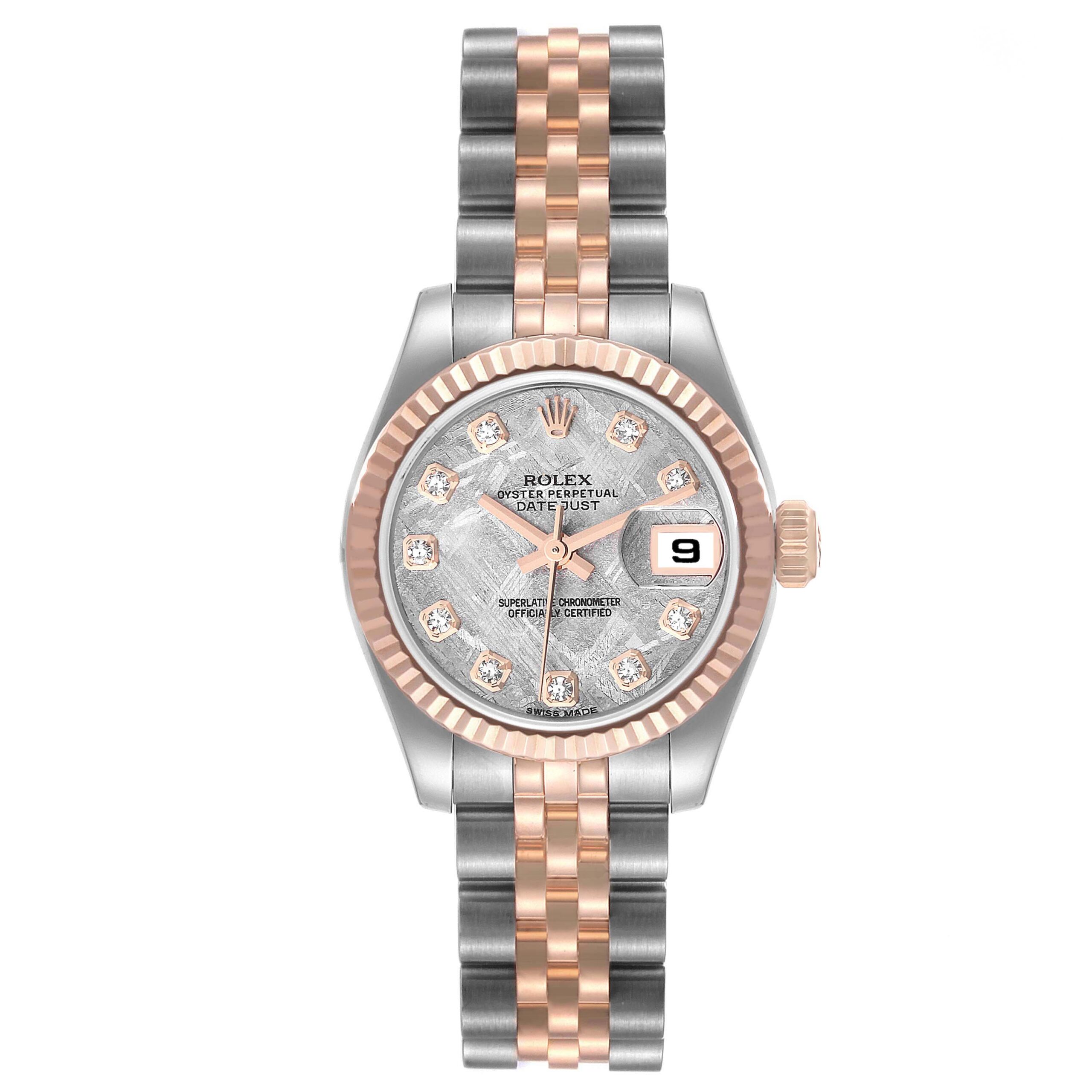 Rolex Datejust Steel Rose Gold Meteorite Diamond Dial Ladies Watch 179171
