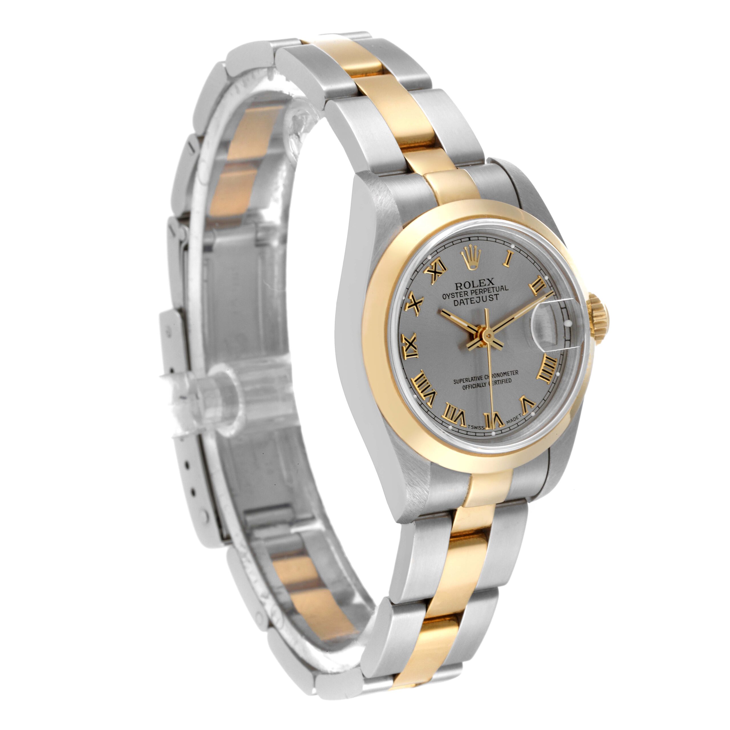 Rolex Datejust Steel Yellow Gold Slate Roman Dial Ladies Watch 69163