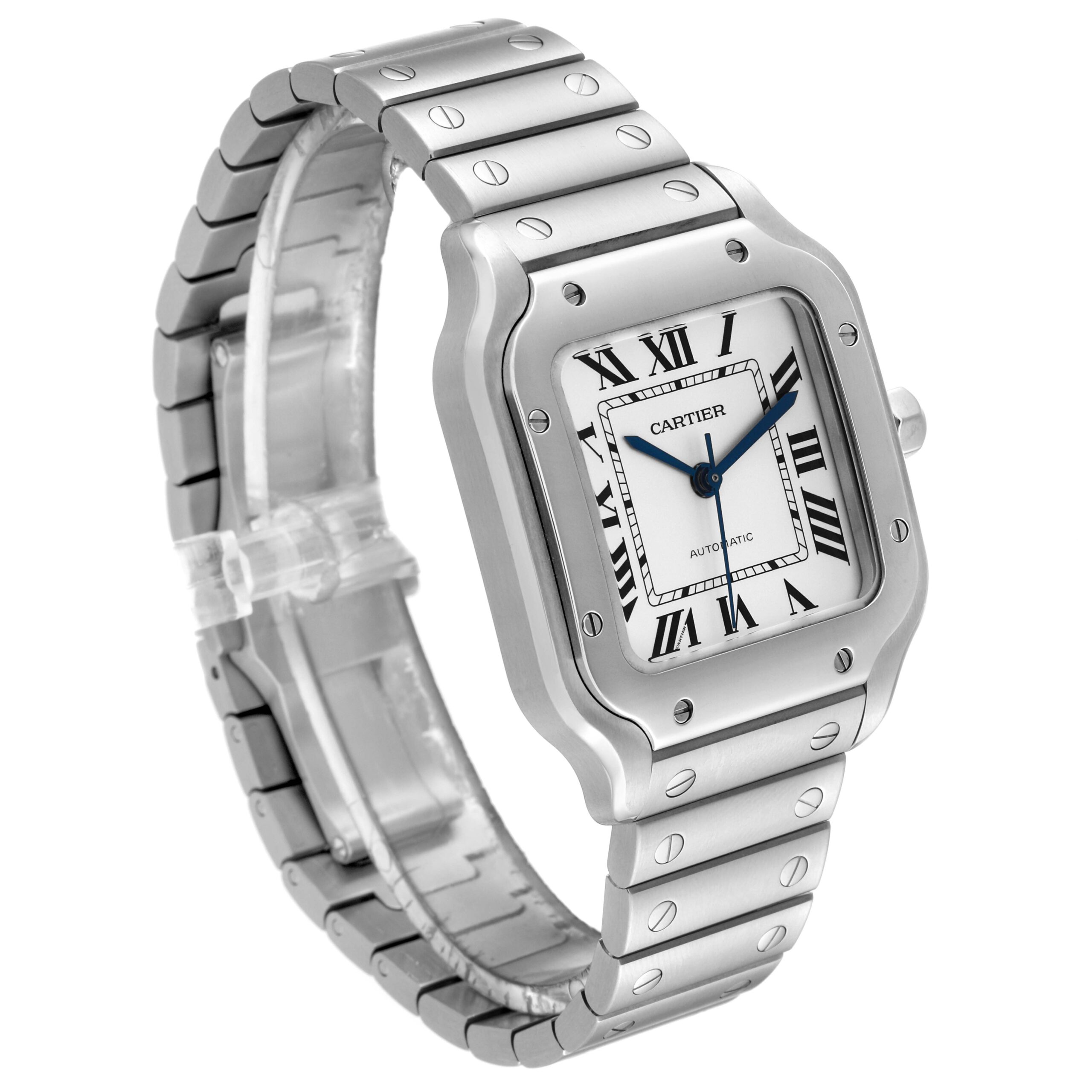Cartier Santos De Cartier Medium Steel Mens Watch WSSA0010 Box Card