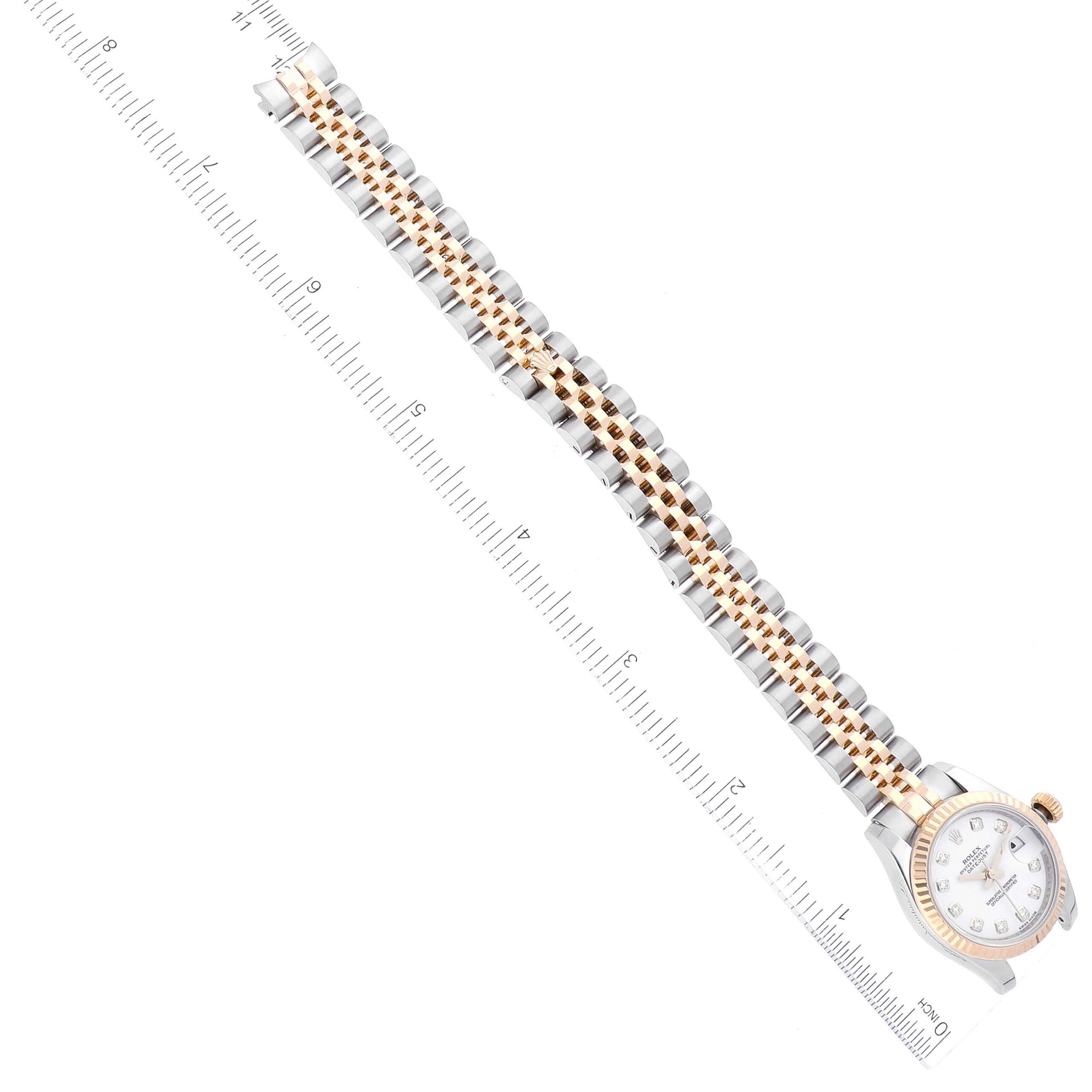 Rolex Datejust Steel Yellow Gold White Diamond Dial Ladies Watch 179173 Box Card