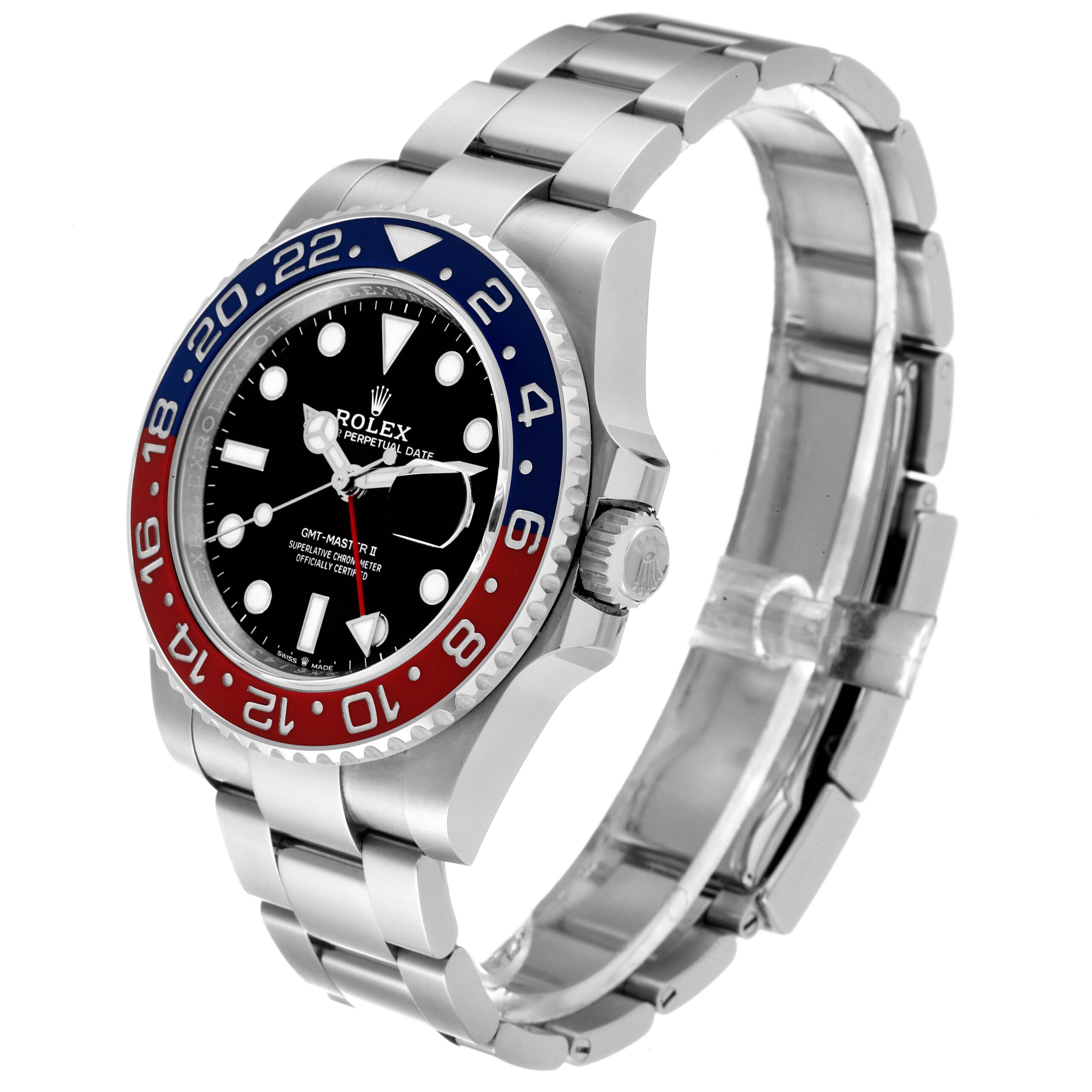 Rolex GMT Master II Pepsi Bezel Oyster Steel Mens Watch 126710 Unworn