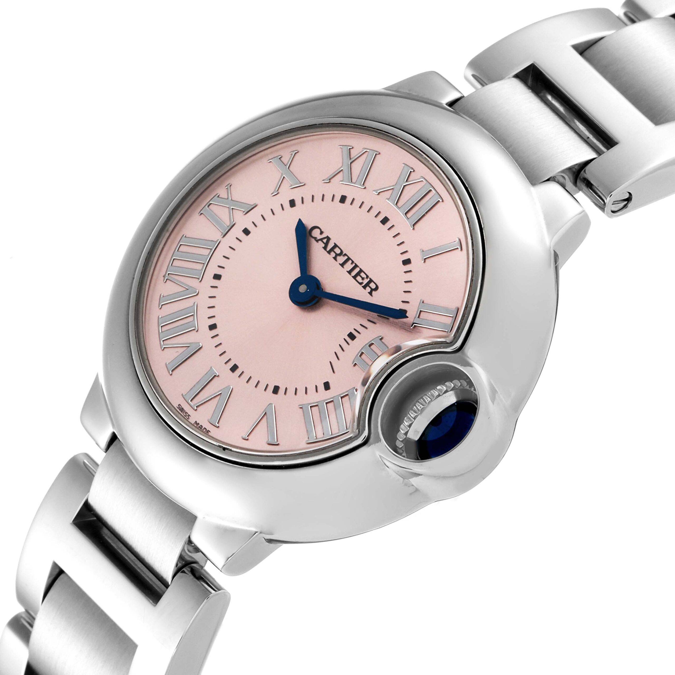 Cartier Ballon Bleu Pink Dial 28mm Steel Ladies Watch W6920038