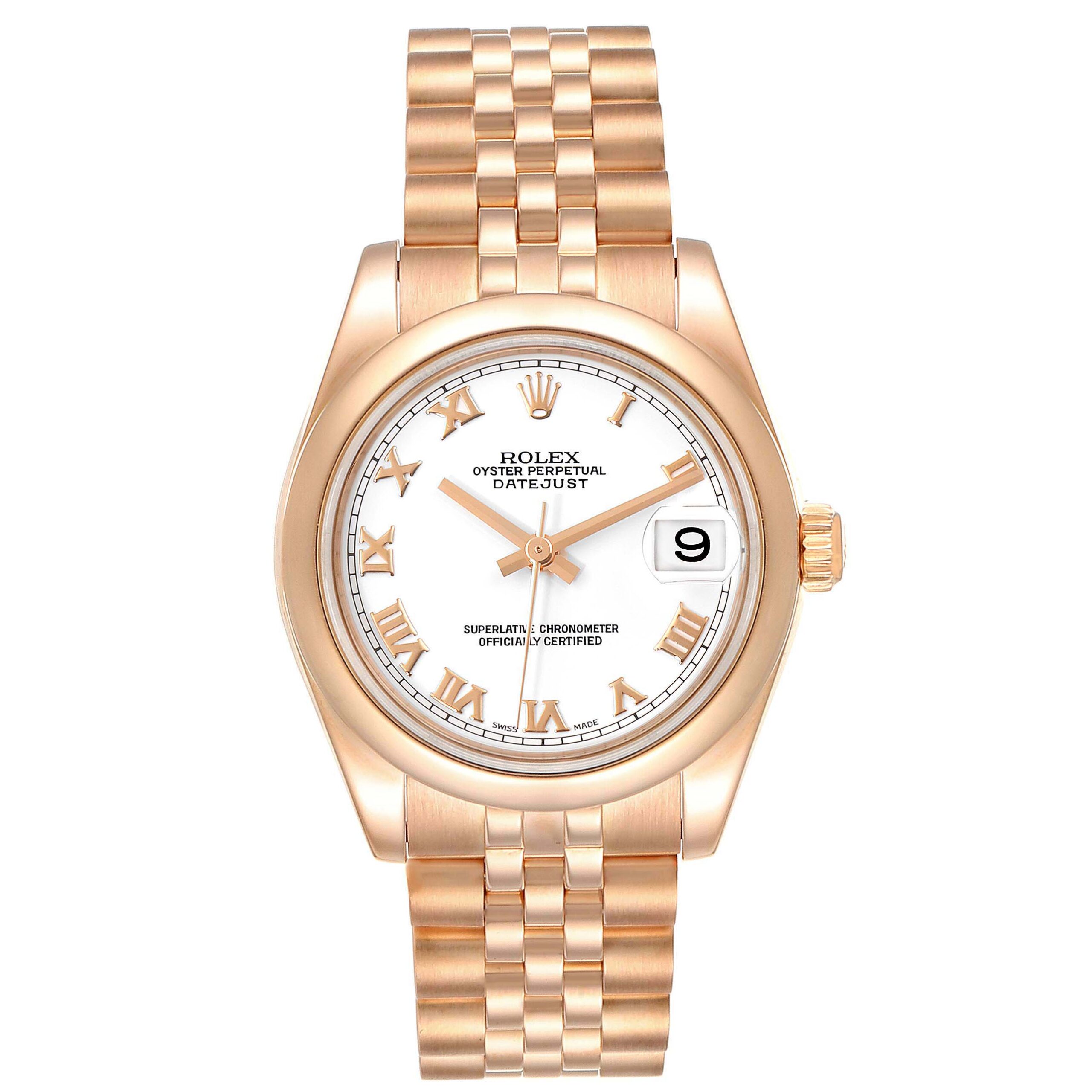 Rolex President Midsize 31 White Dial Rose Gold Ladies Watch 178245