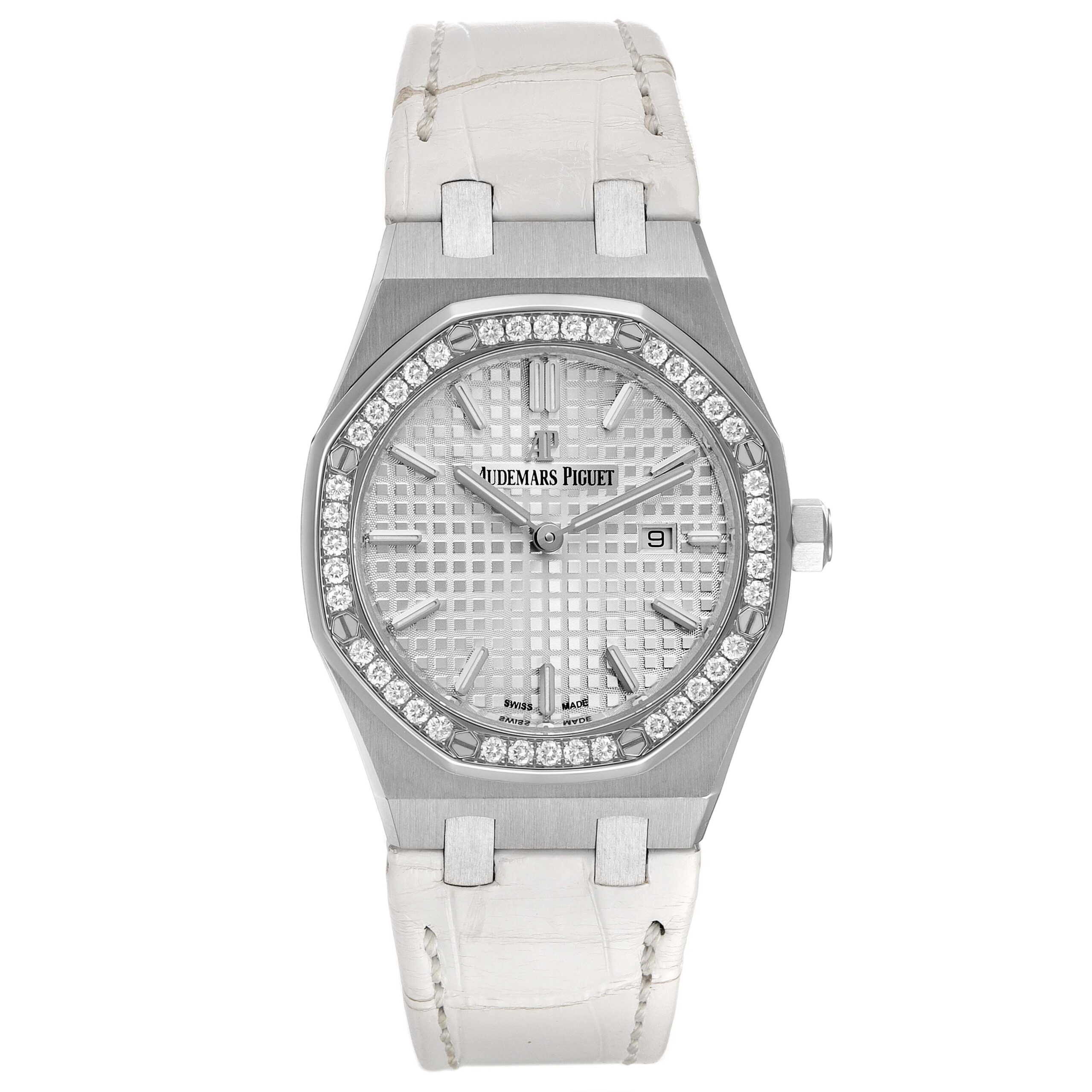 Audemars Piguet Royal Oak 33mm Steel Diamond Ladies Watch 67651ST Box Card