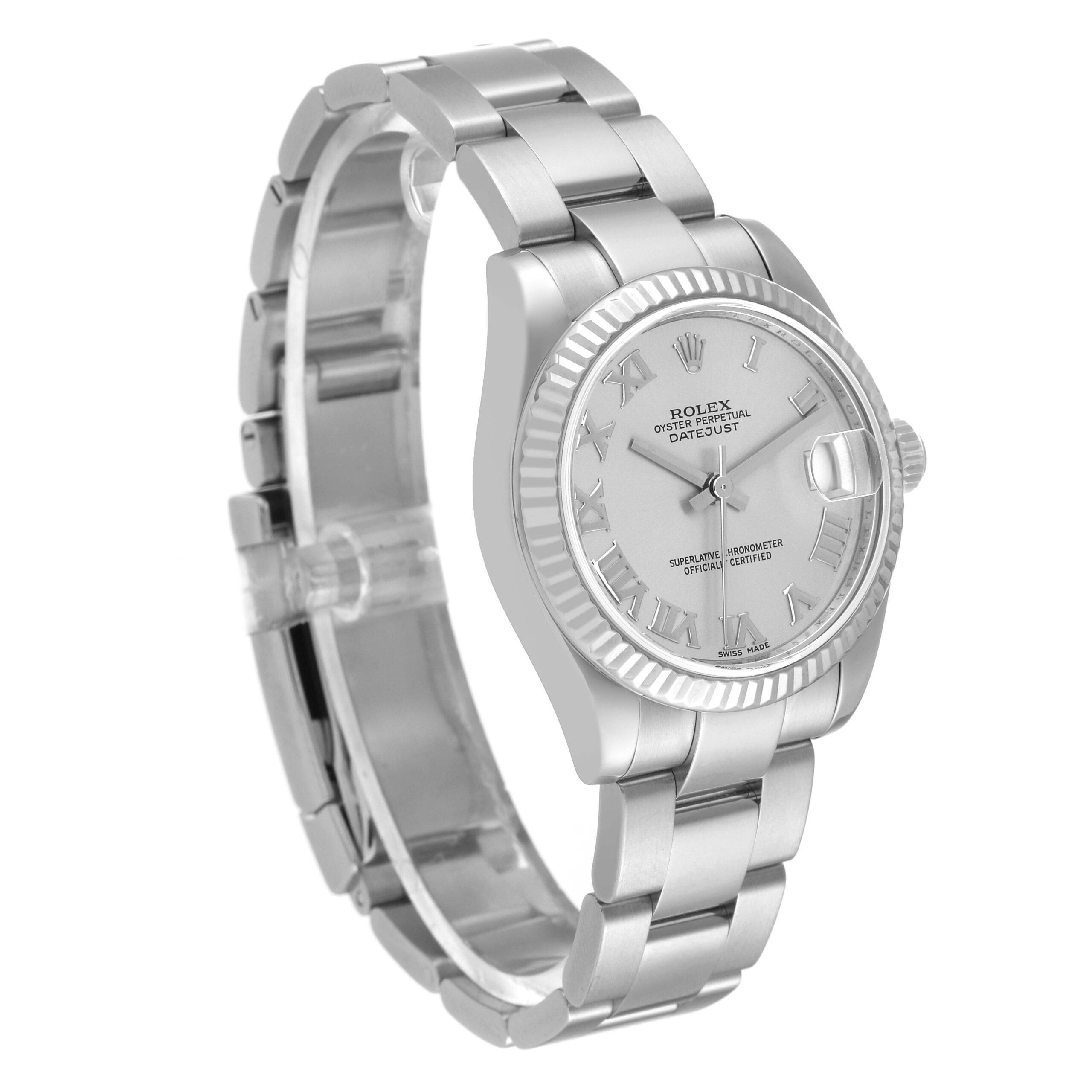 Rolex Datejust Midsize Steel White Gold Silver Dial Ladies Watch 178274