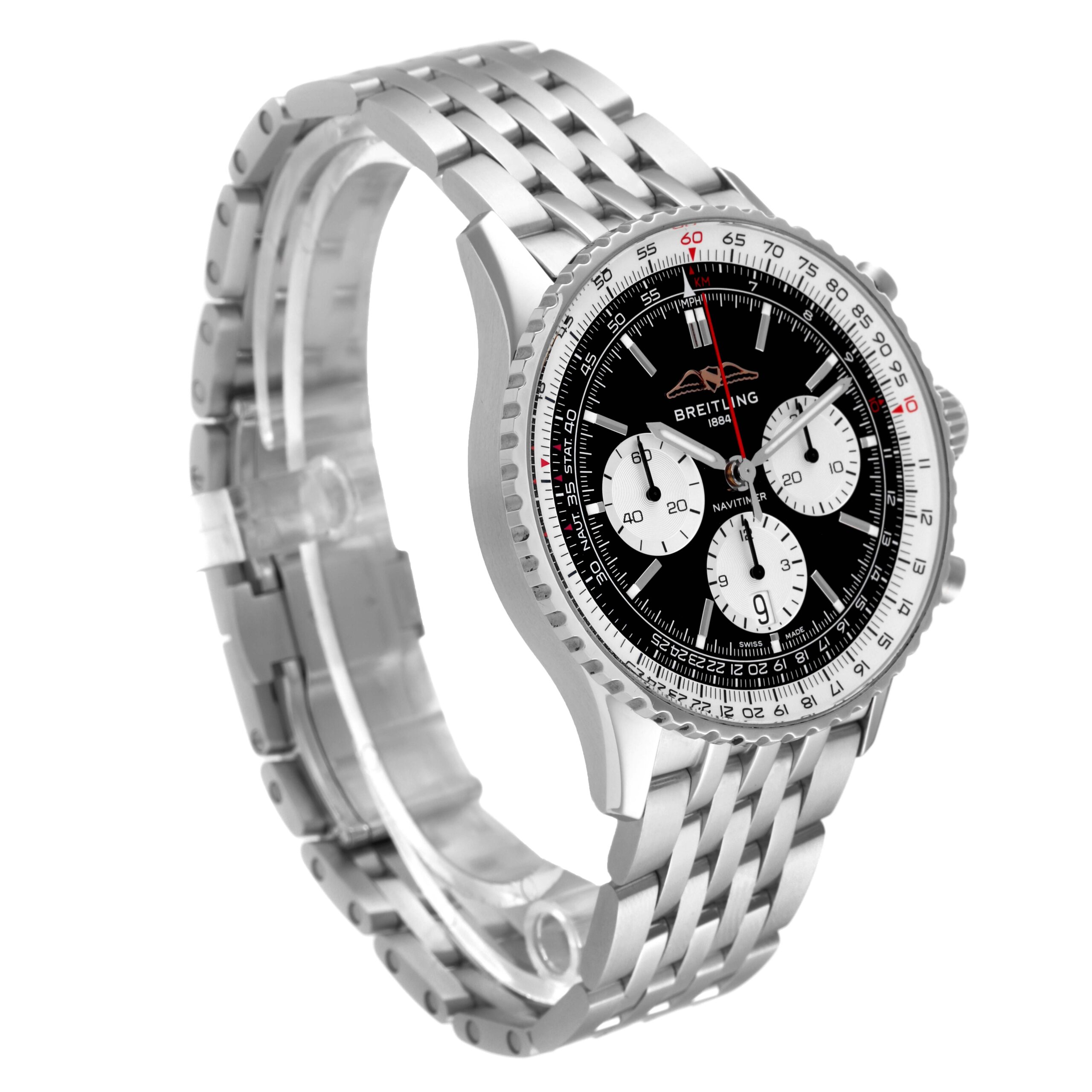 Breitling Navitimer B01 Black Dial Steel Mens Watch AB0138 Box Card