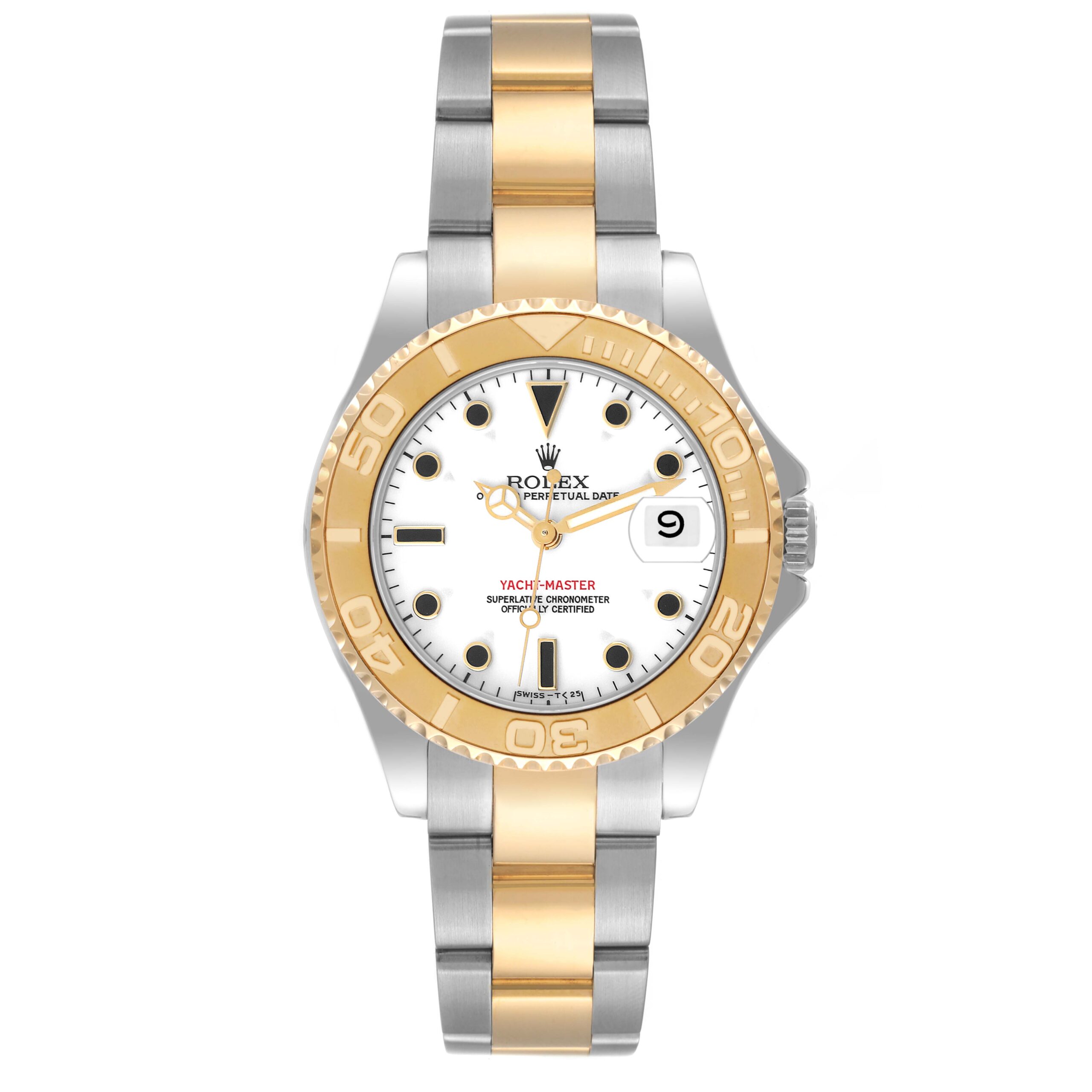 Rolex Yachtmaster 35 Midsize Steel Yellow Gold White Dial Mens Watch 68623