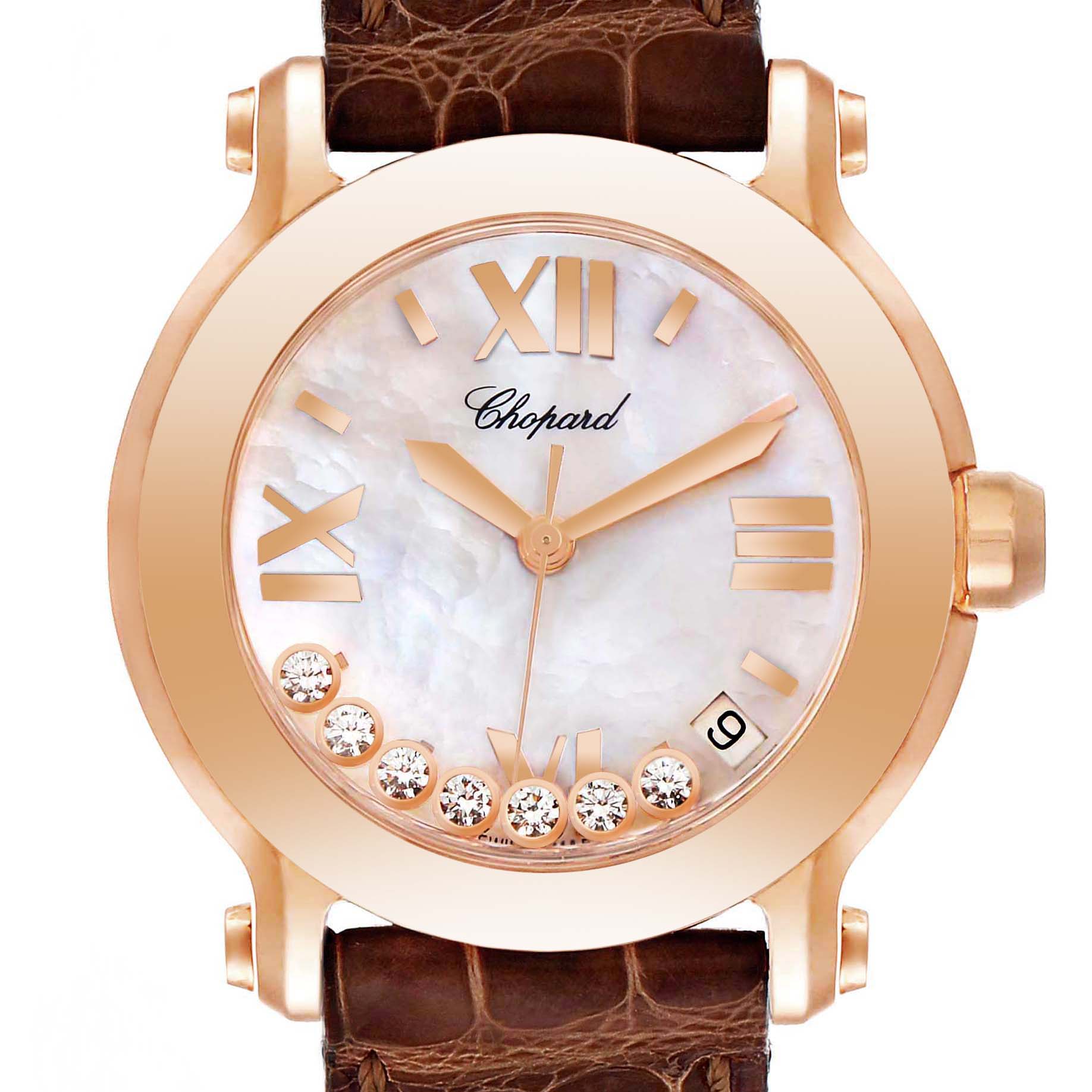 Chopard Happy Sport 7 Floating Diamond Rose Gold Ladies Watch 7471