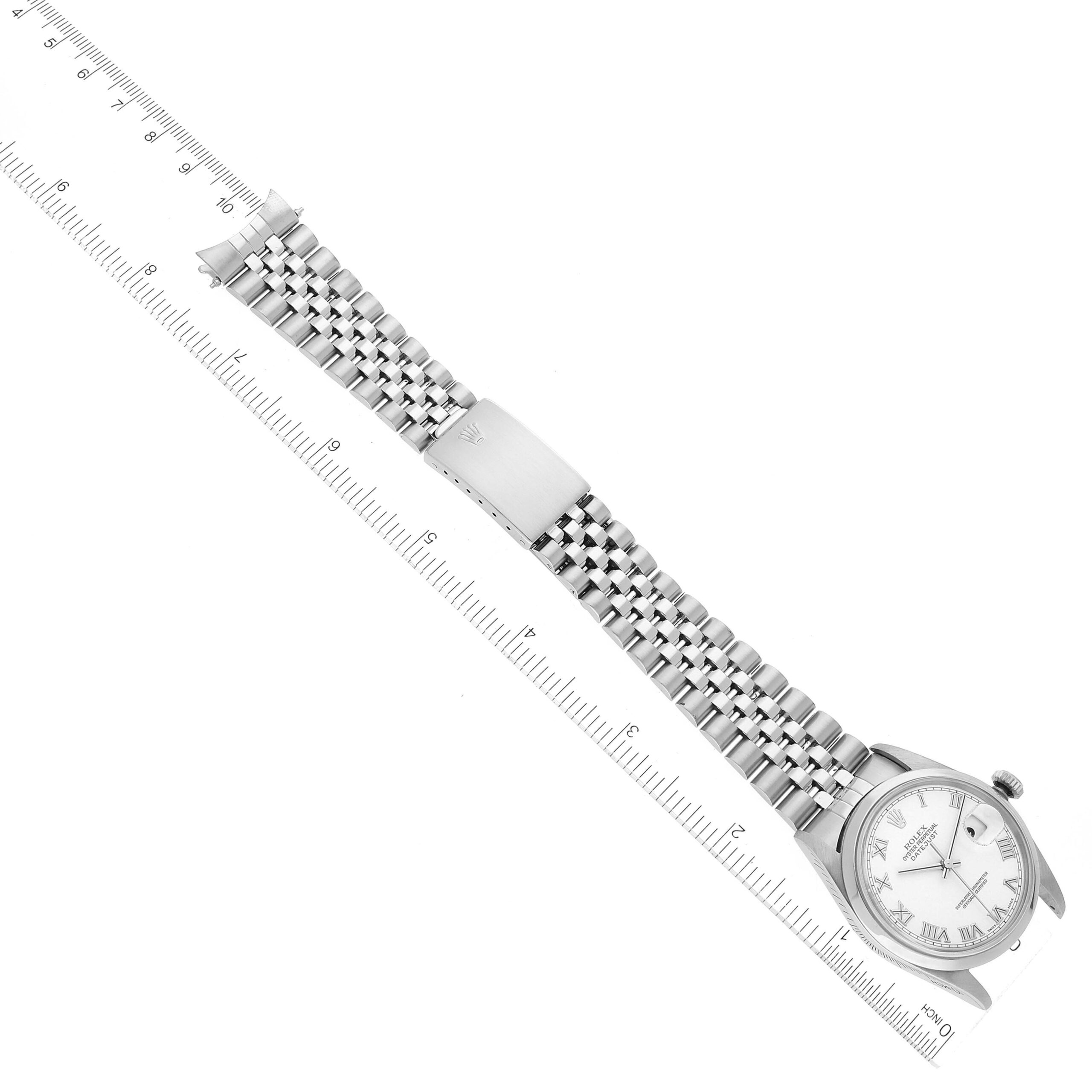 Rolex Datejust White Roman Dial Steel Mens Watch 16200 Box Papers