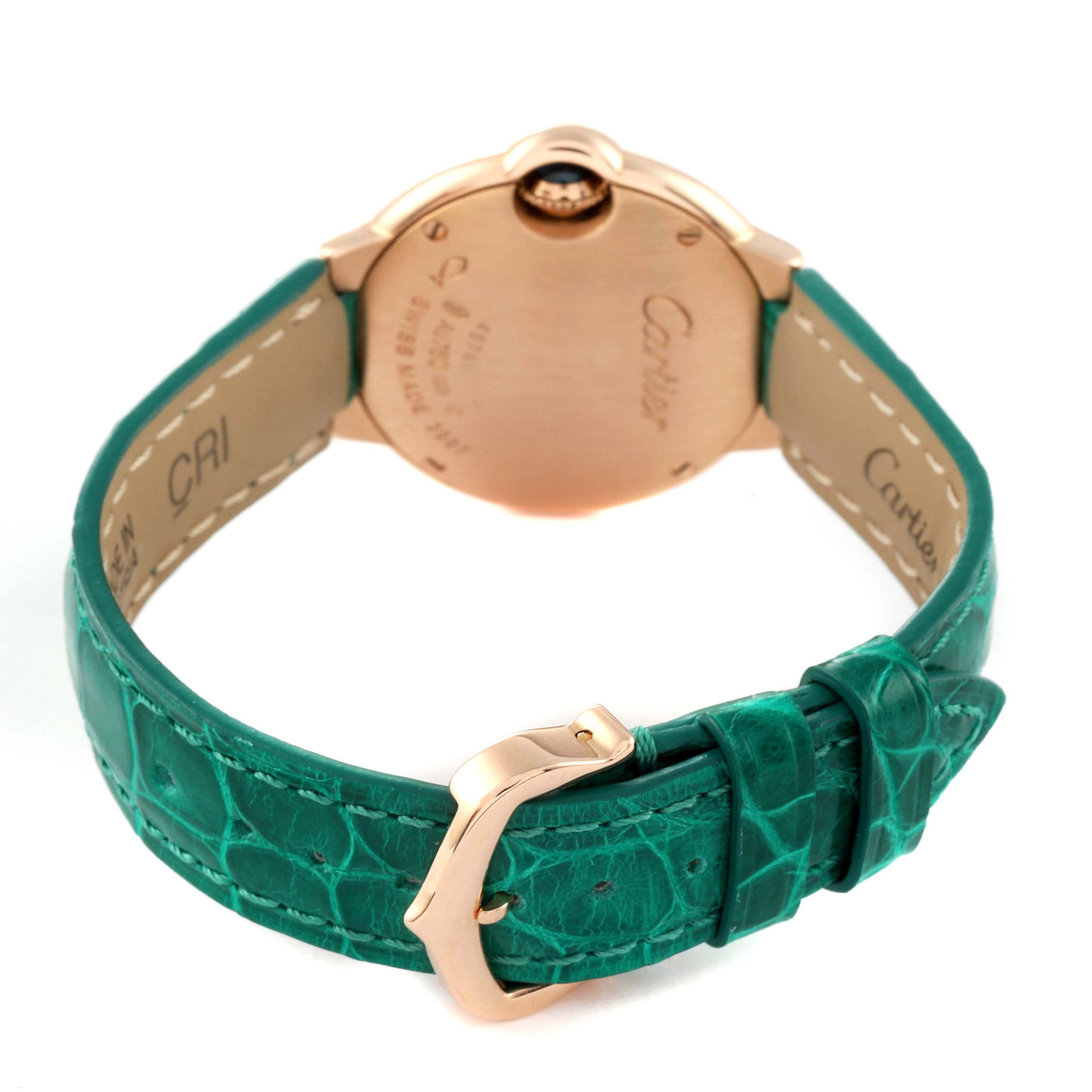 Cartier Ballon Bleu 28 Rose Gold Diamond Ladies Watch WE902050 Box Papers