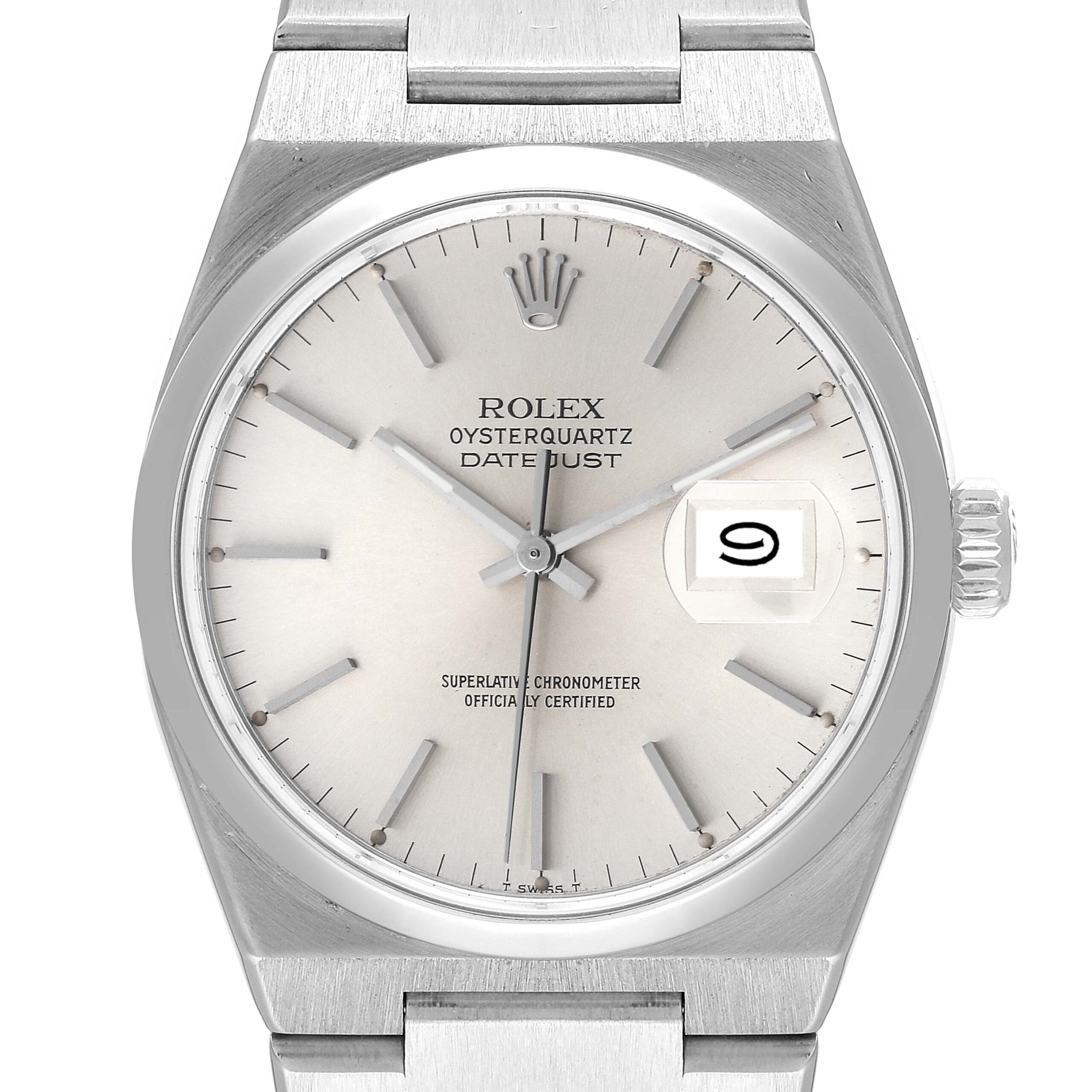 Rolex Oysterquartz Datejust Silver Dial Steel Mens Watch 17000