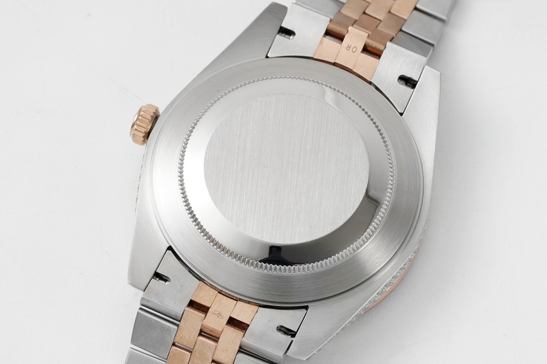 Rolex Datejust Steel White Gold Silver Diamond Dial Mens Watch 116234