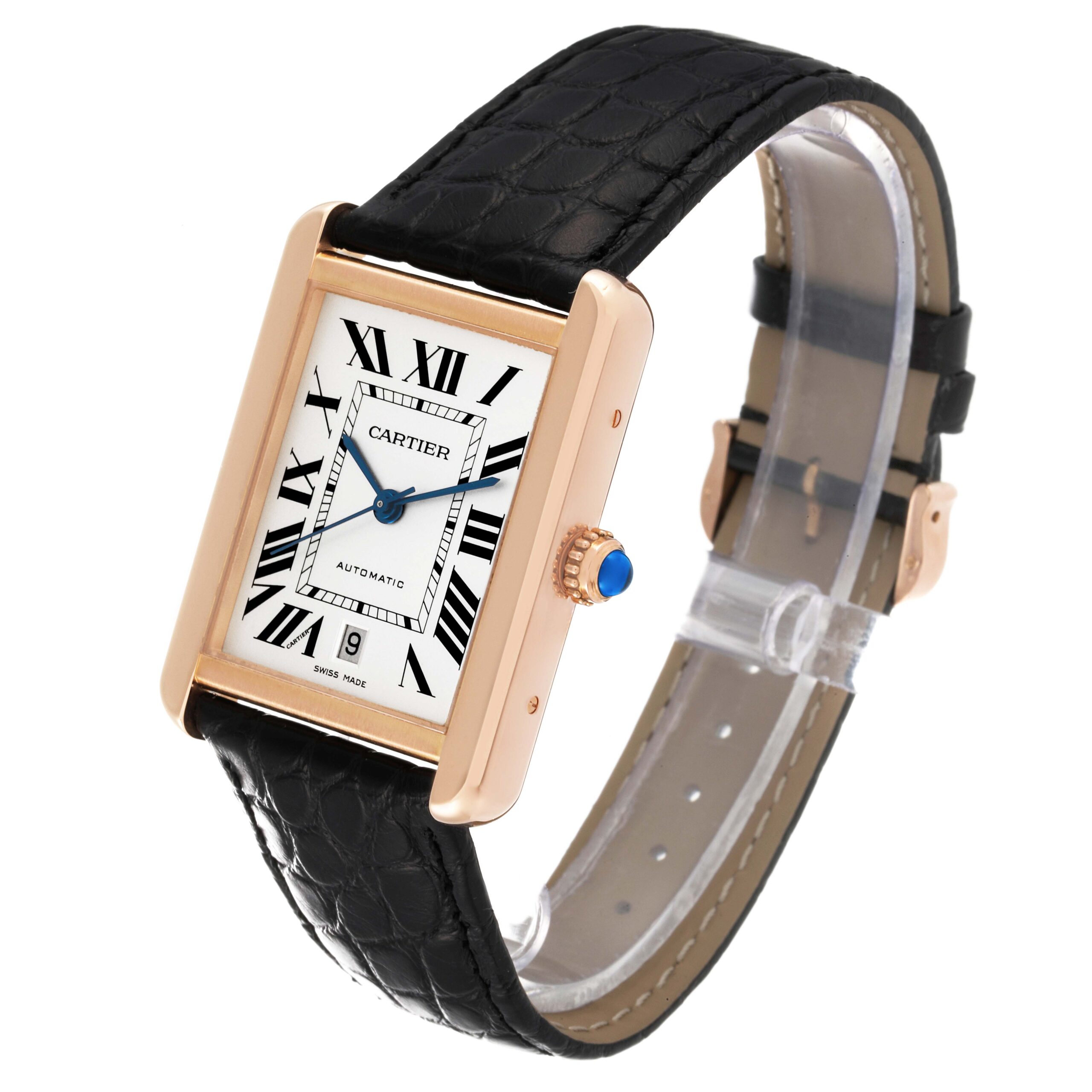 Cartier Tank Solo XL Rose Gold Silver Dial Mens Watch W5200026