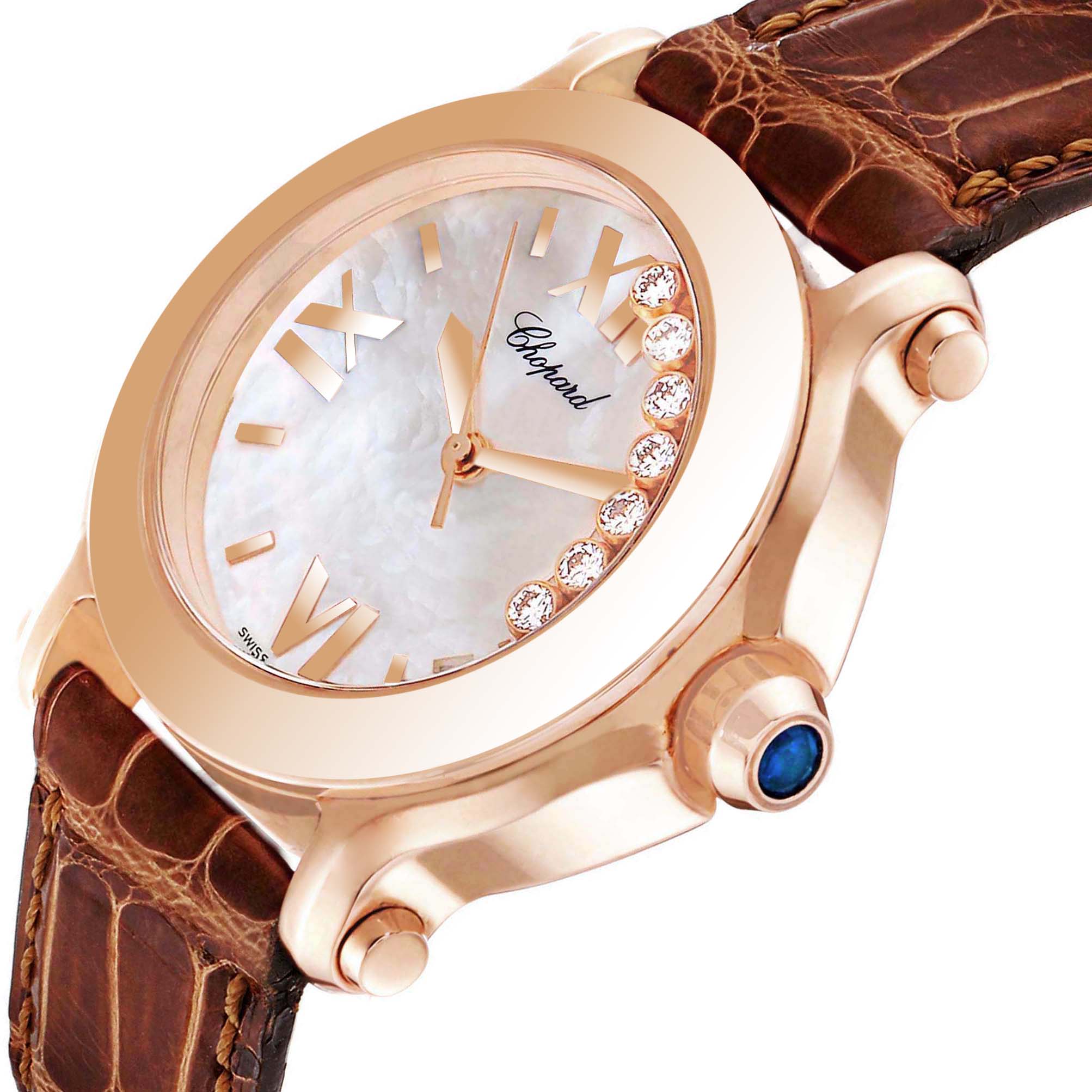 Chopard Happy Sport 7 Floating Diamond Rose Gold Ladies Watch 7471