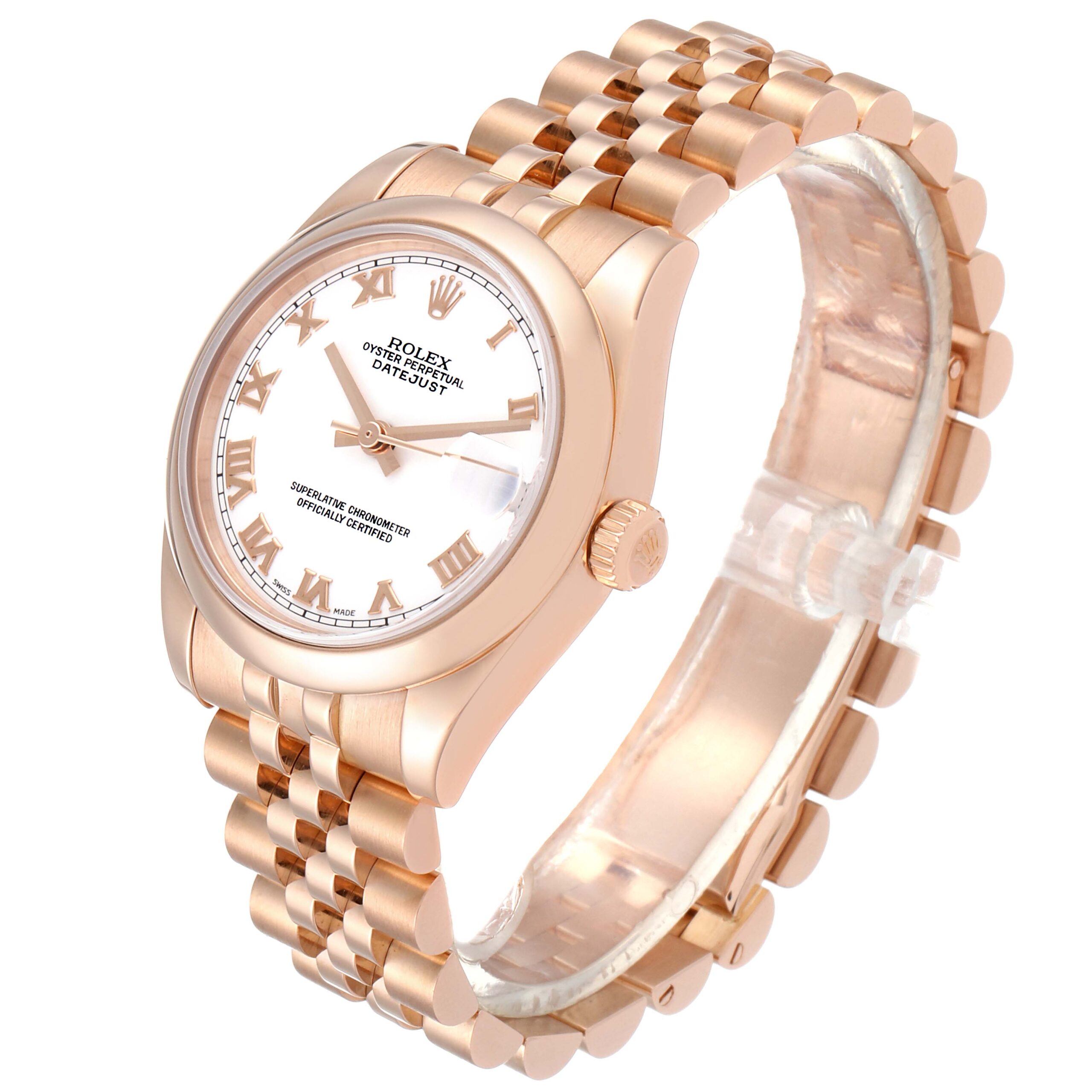 Rolex President Midsize 31 White Dial Rose Gold Ladies Watch 178245