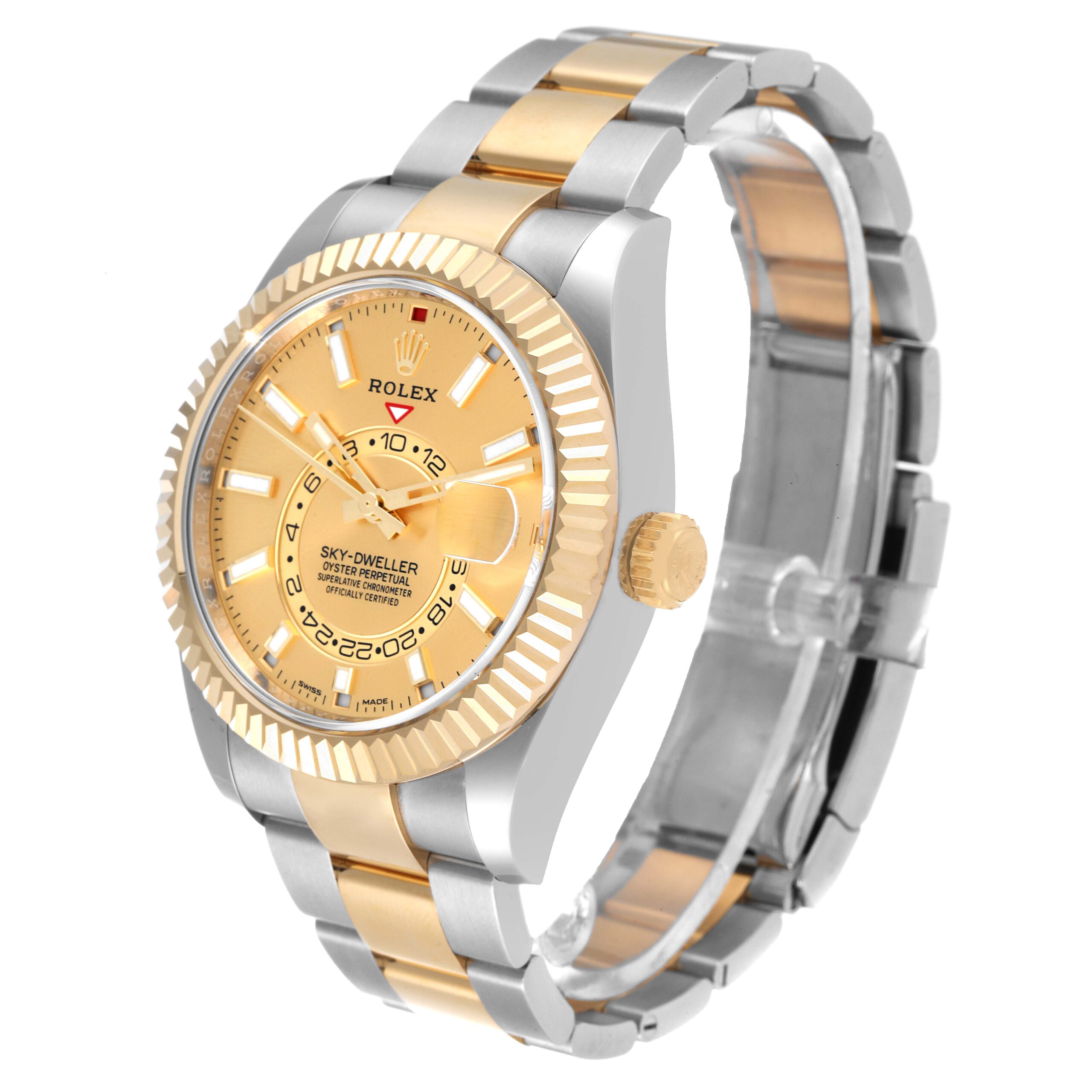 Rolex Sky Dweller Steel Yellow Gold Champagne Dial Mens Watch 326933 Unworn