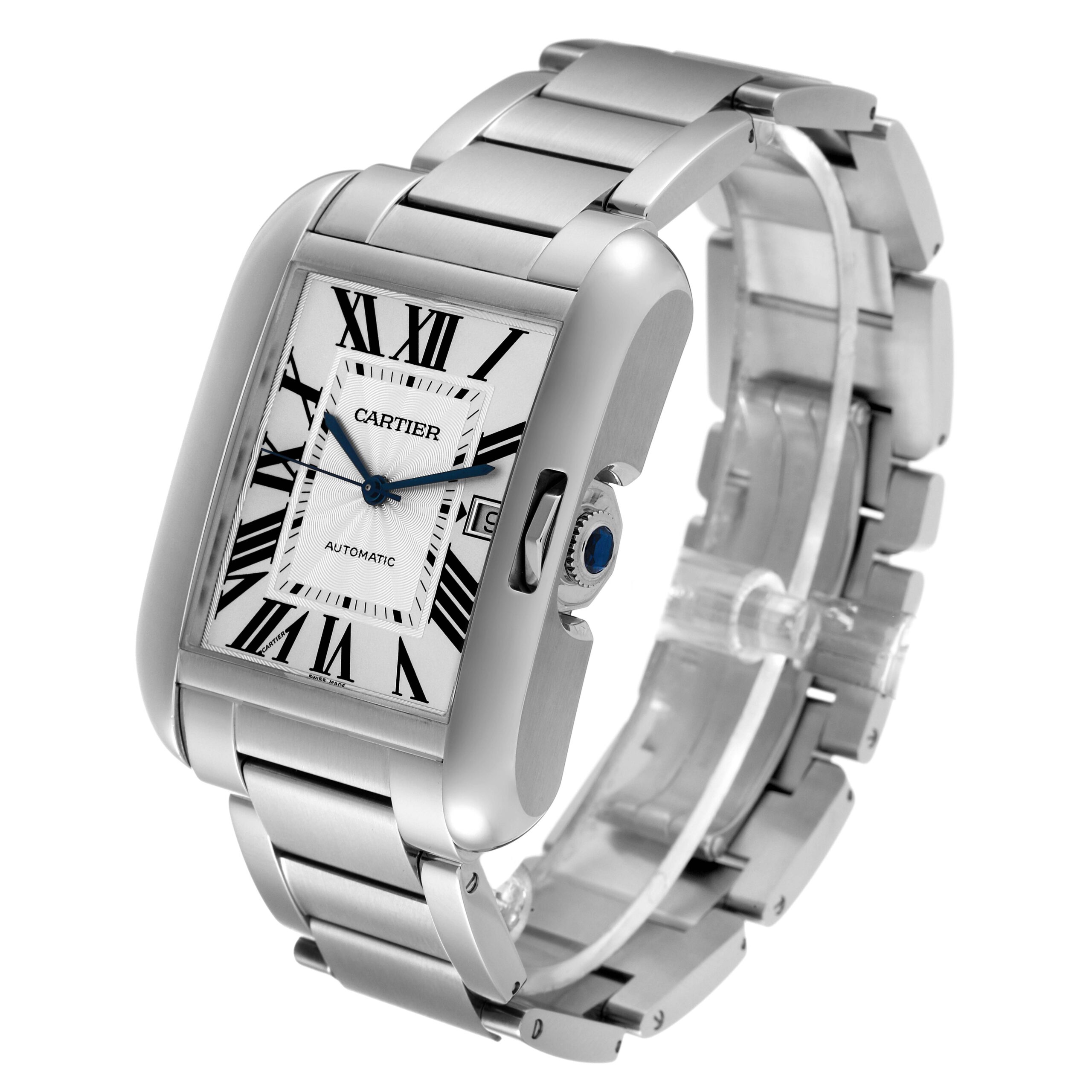 Cartier Tank Anglaise XL Steel Automatic Mens Watch W5310008 Box Papers