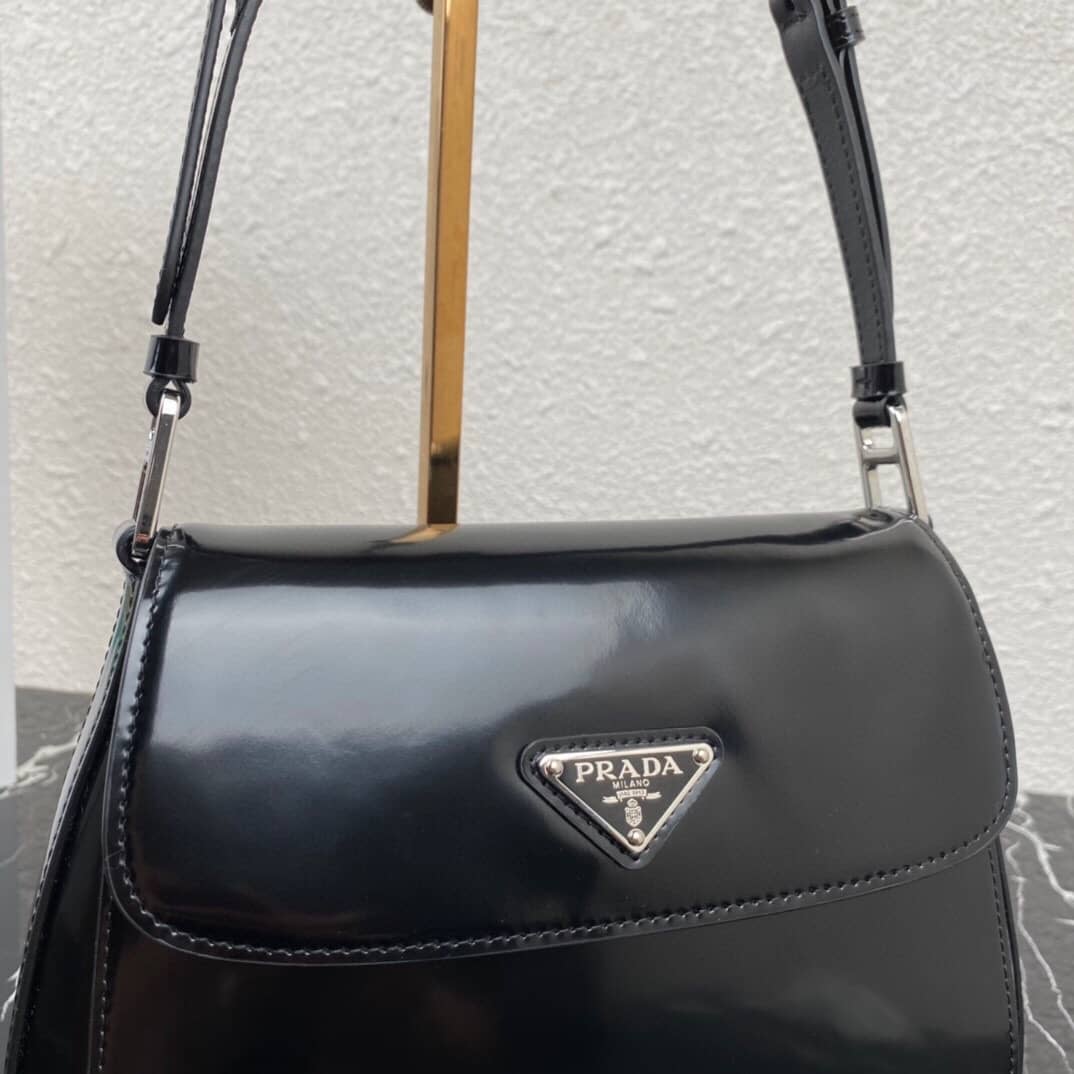 Replica Pradas Cleo Brushed Leather Flap Shoulder Bag